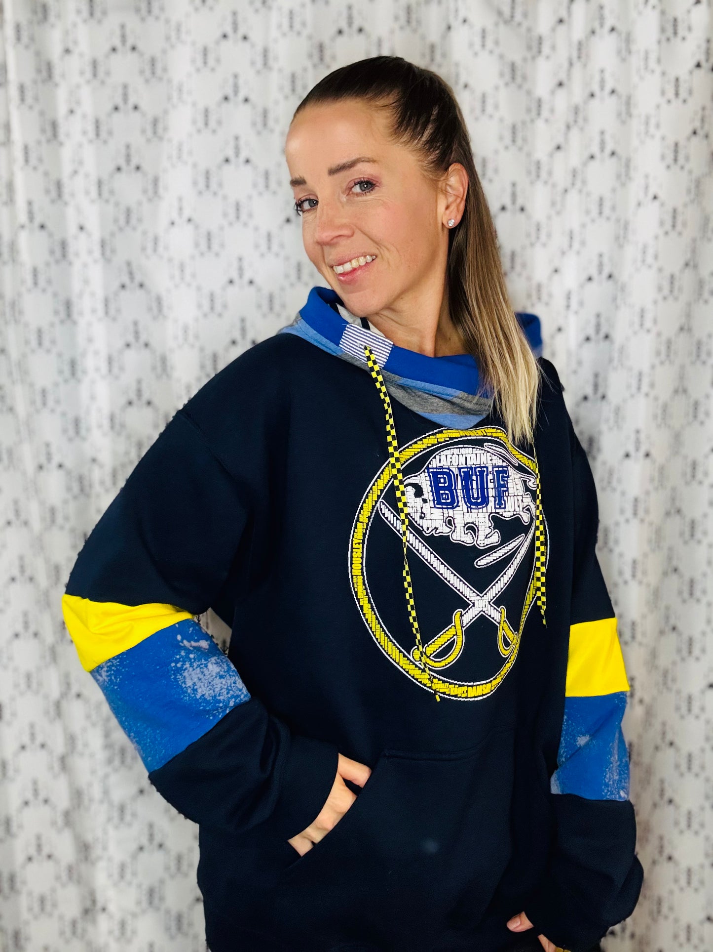 Navy Buffalo Hockey Hoodie Size- Unisex L/XL