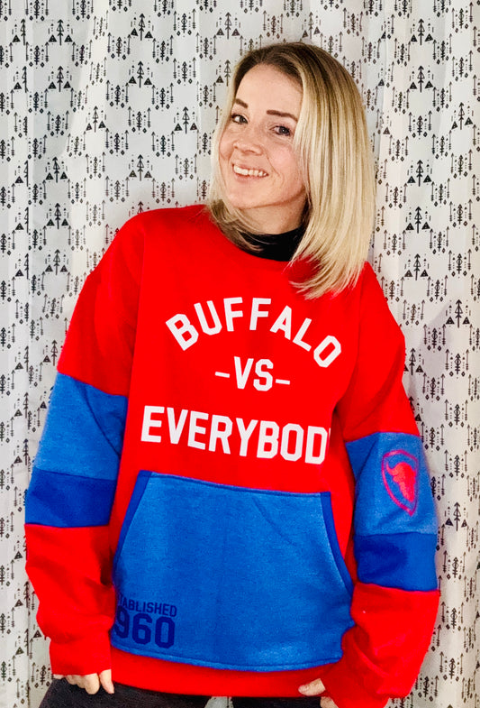 Red Buffalo Vs Everyone Crewneck Size- Unisex M/L