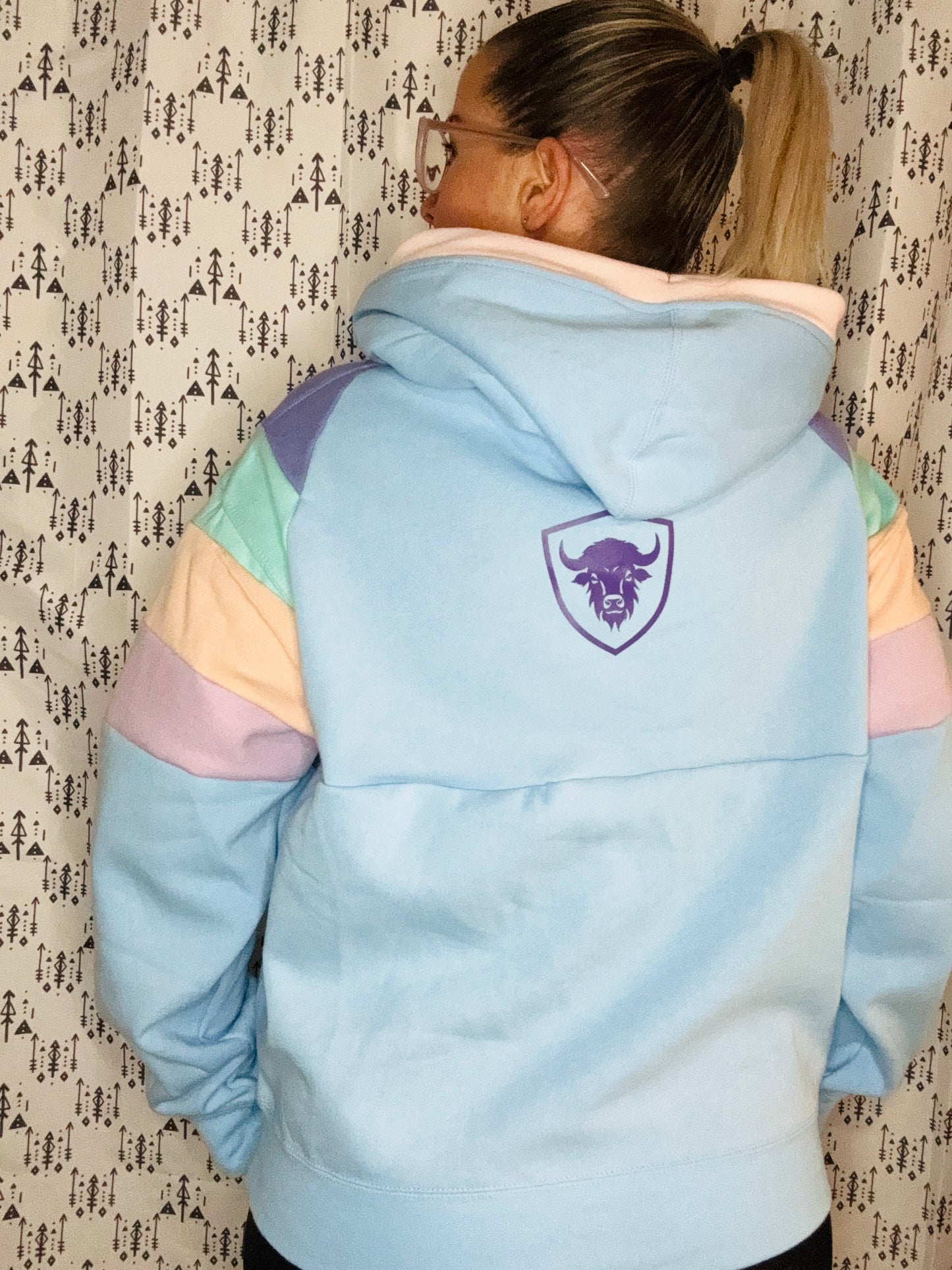 Light Blue Buffalo Pastel Hoodie Size- Women's L/XL