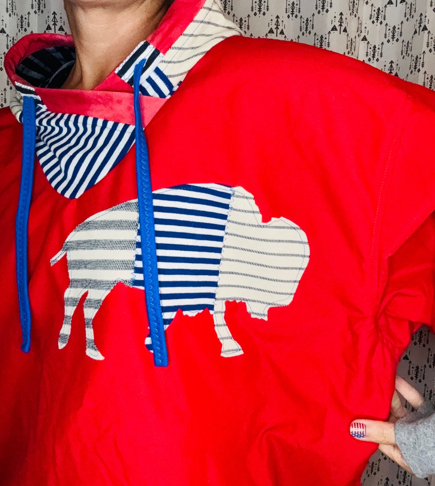 Red Windbreaker Buffalo Hoodie Unisex-XL/2X