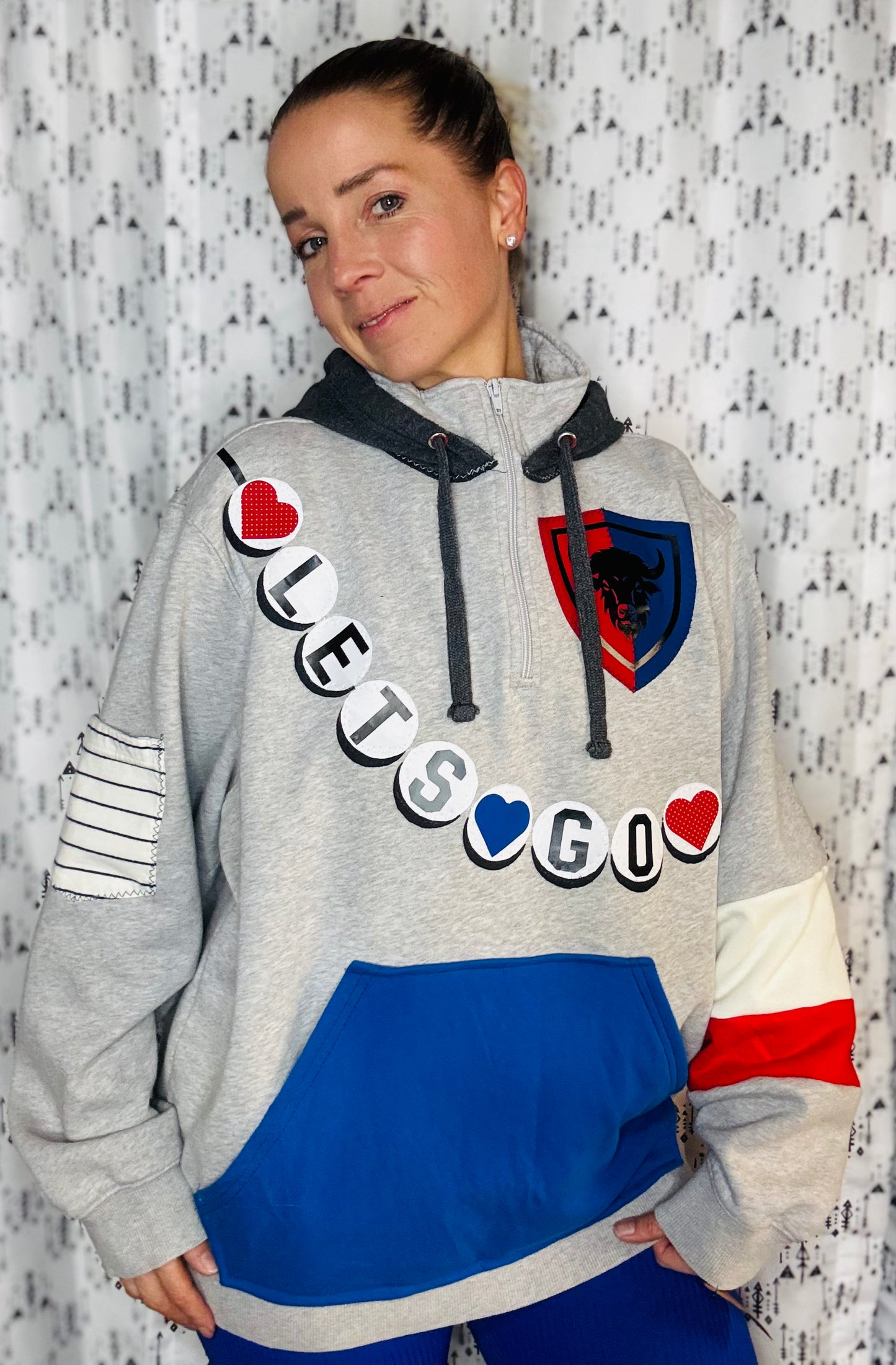 Let's Go Buffalo Friendship 1/4 Zip Hoodie Size- Women's 3X