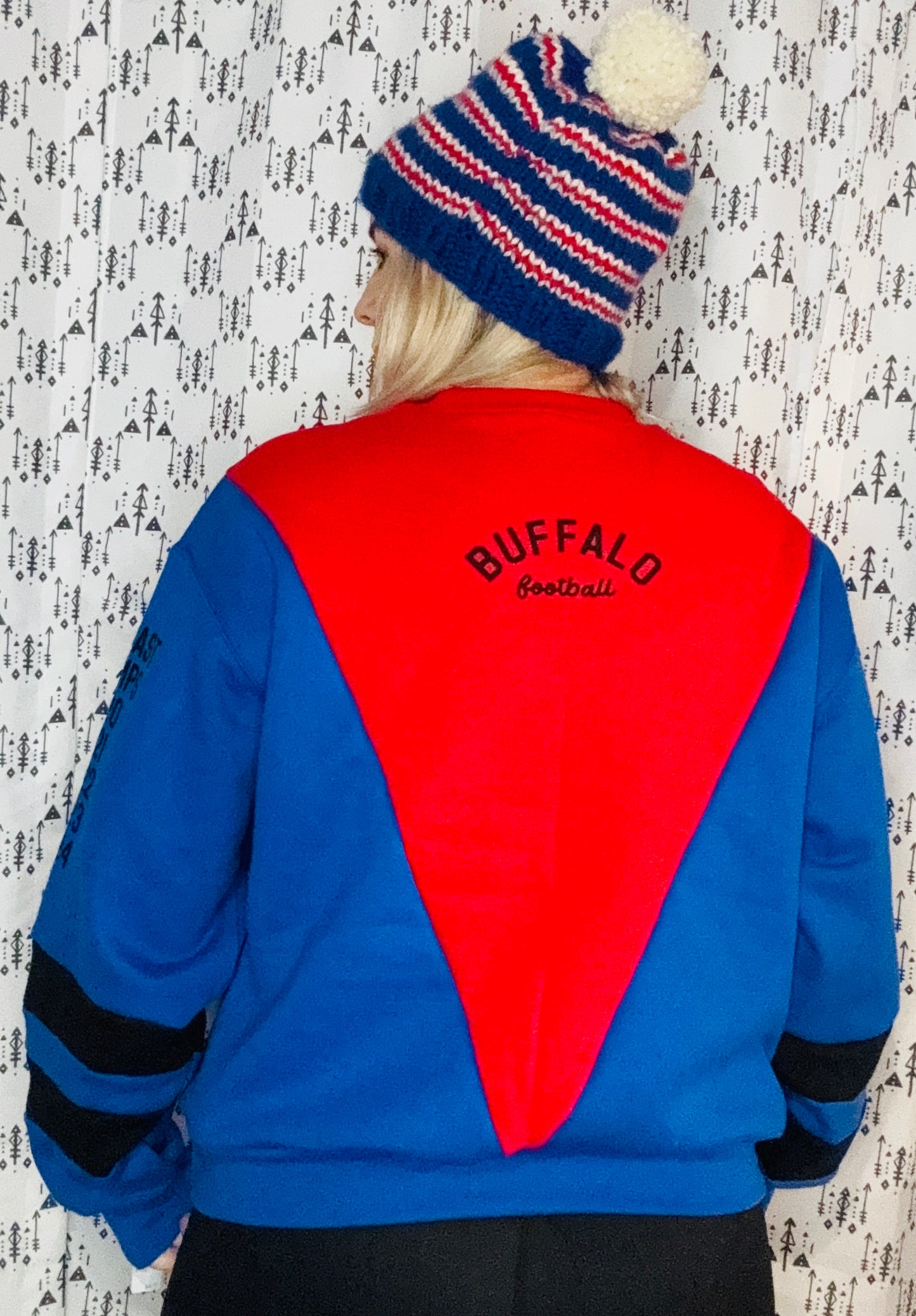 Blue, Red, & Black Buffalo Crewneck Size-Women's S/M