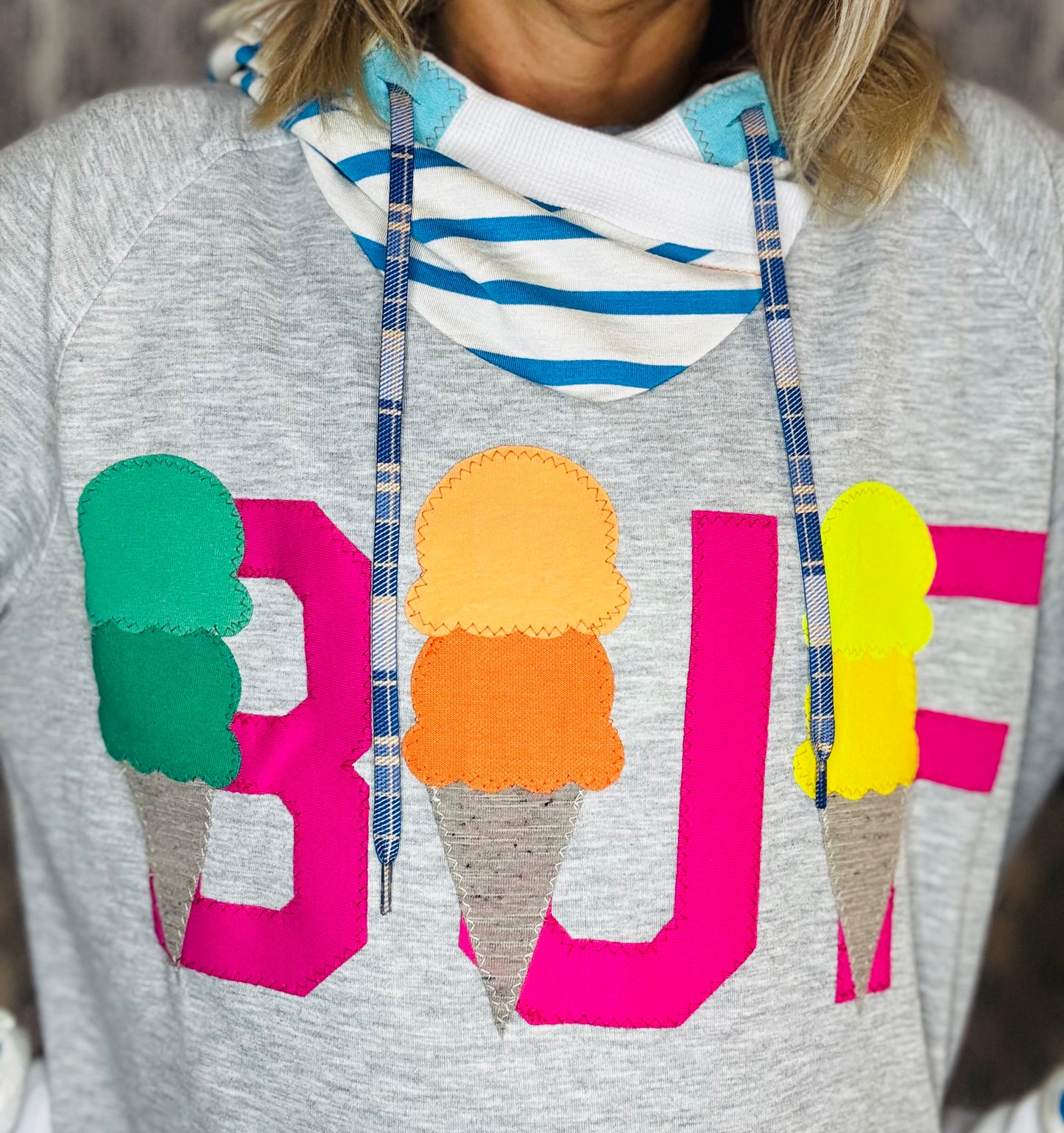 Grey Ice Cream BUF Hoodie Women's Size-XL/2X