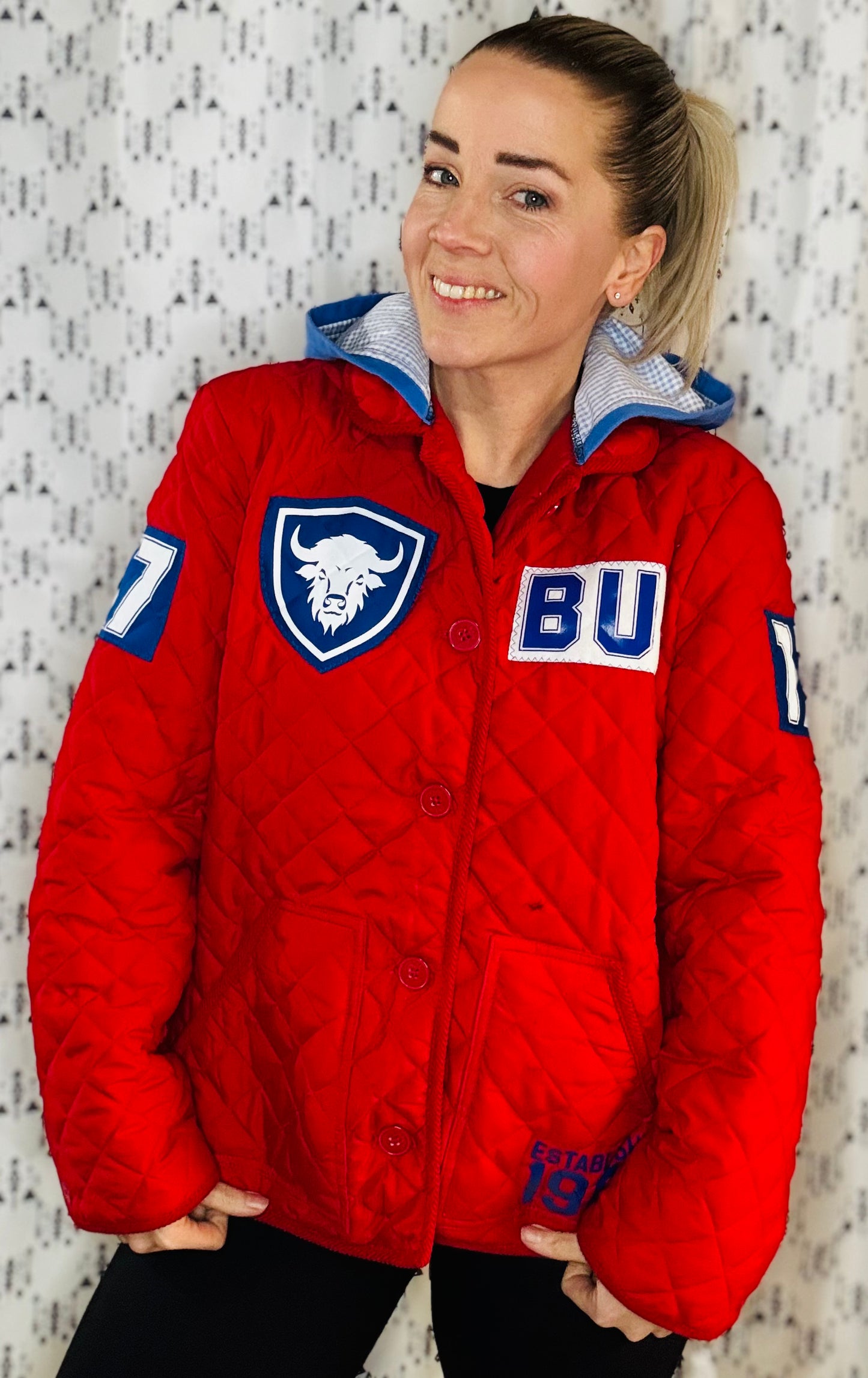 Red Quilted Buffalo Football JA17 Jacket Women's-XL/2X