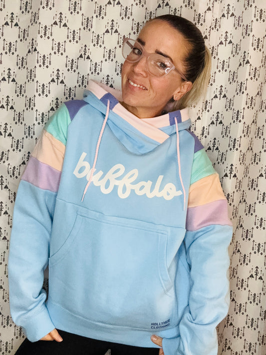 Light Blue Buffalo Pastel Hoodie Size- Women's L/XL