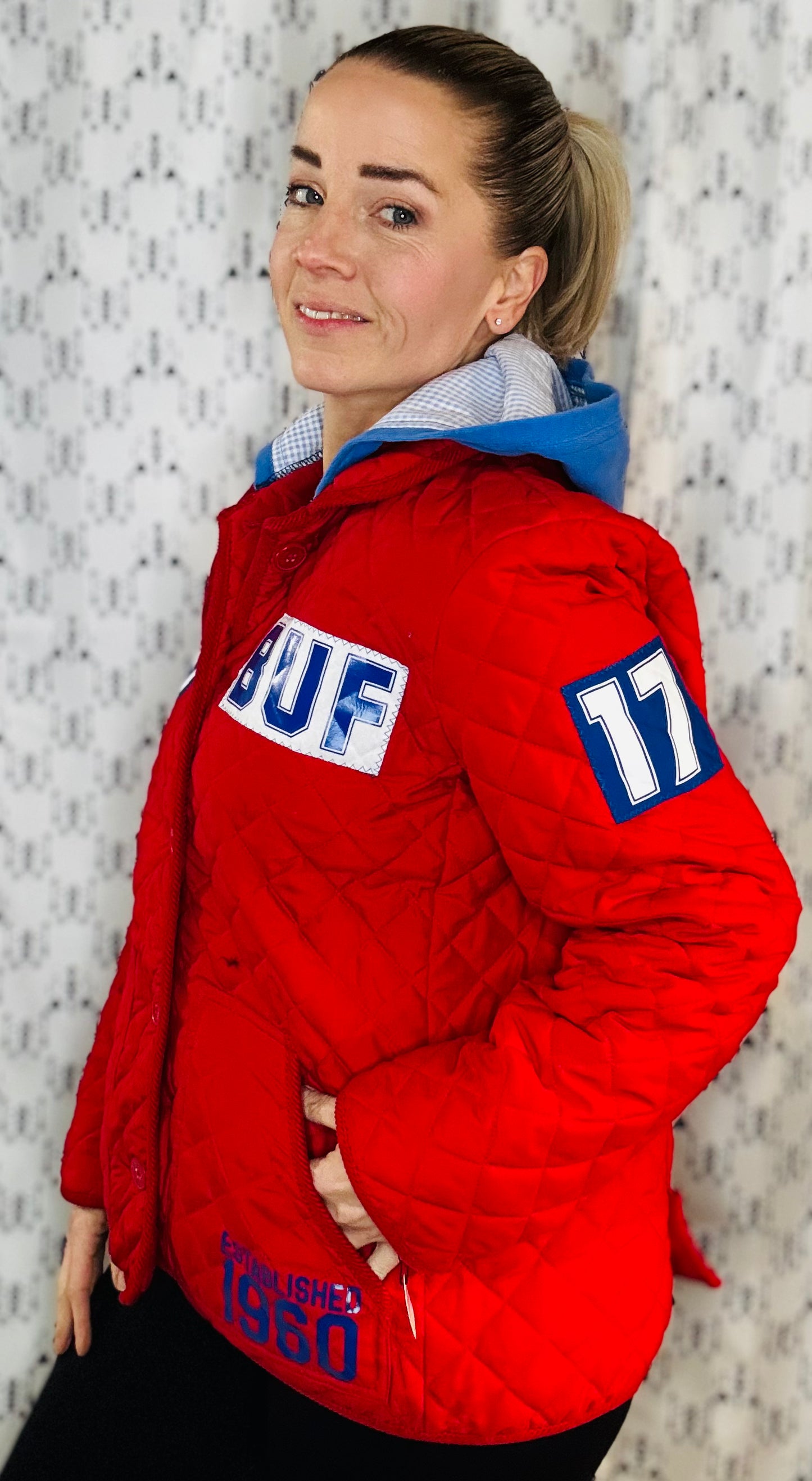 Red Quilted Buffalo Football JA17 Jacket Women's-XL/2X