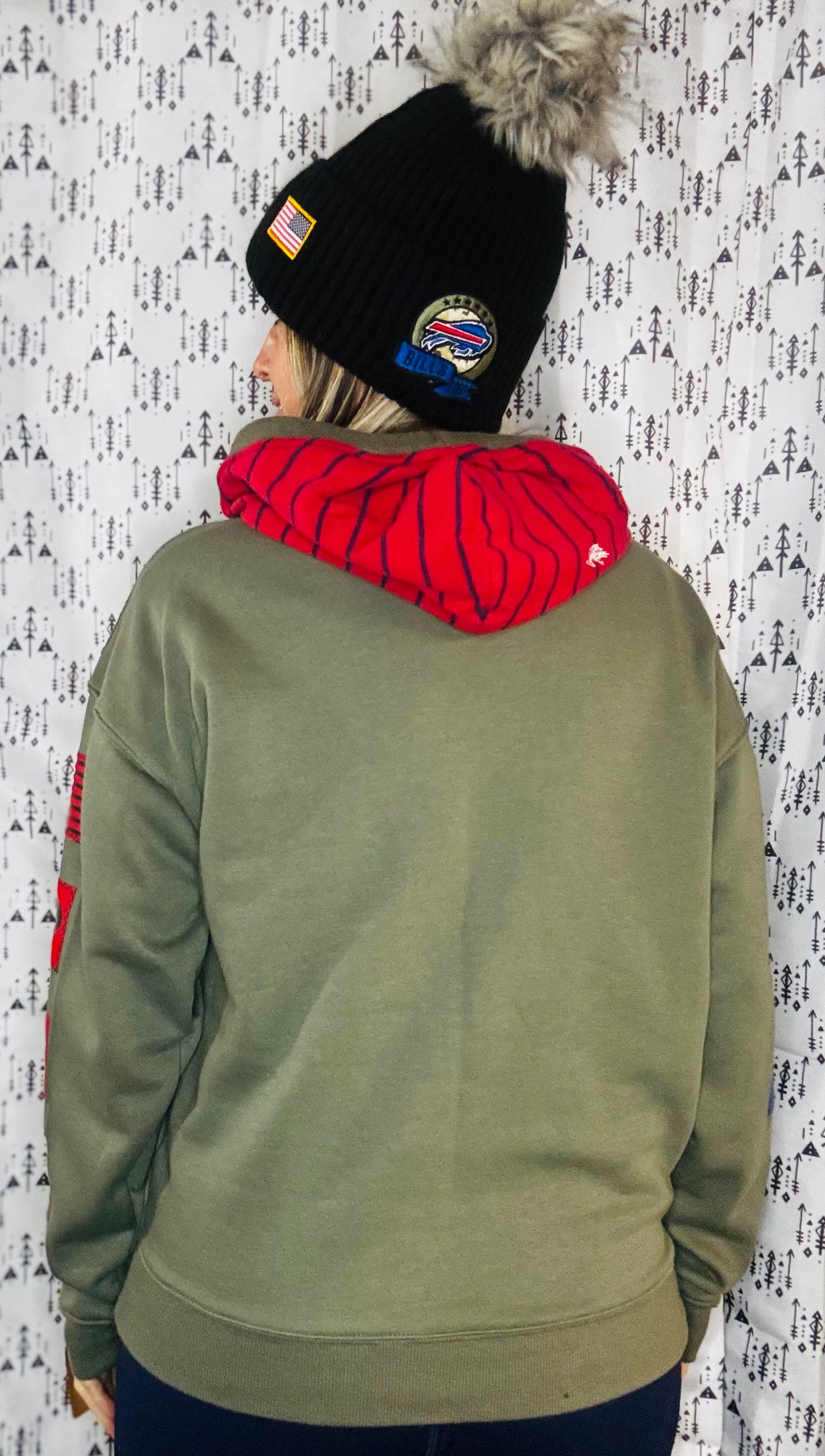 Olive Green Salute Buffalo Hoodie Size Unisex-S/M