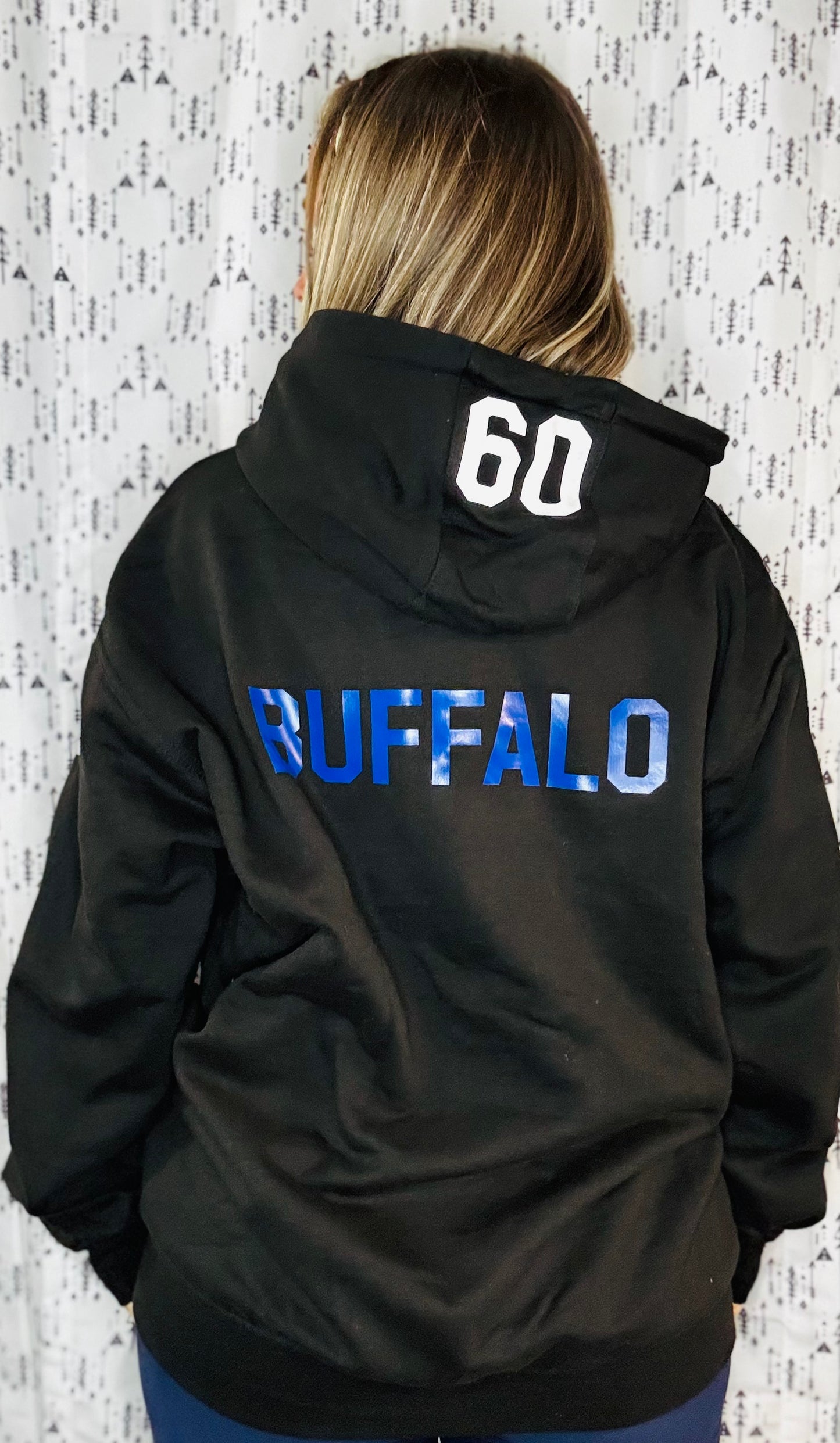 Black Peace Love Football Zip-Up Hoodie Women's Size-L/XL