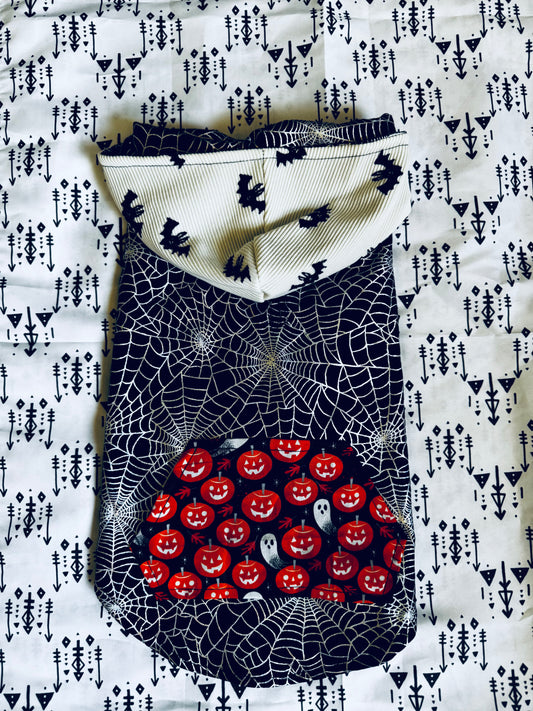 Halloween Webs & Pumpkins Dog Hoodie Size-M