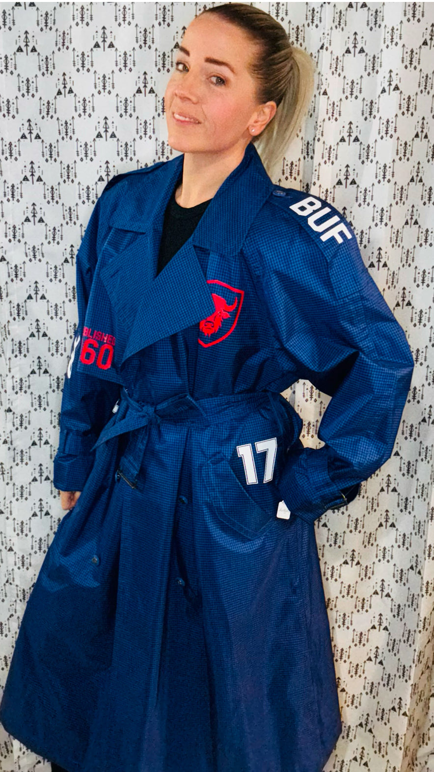 Blue Buffalo Football JA17 Trench Coat Size Women's- L/XL