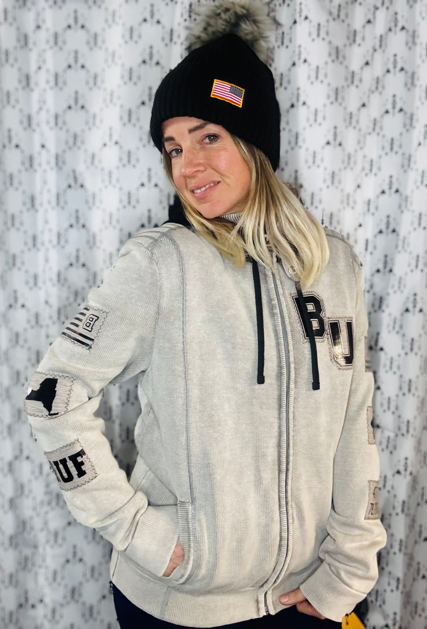 Khaki Salute Buffalo Zip-Up Hoodie Size- Unisex M/L