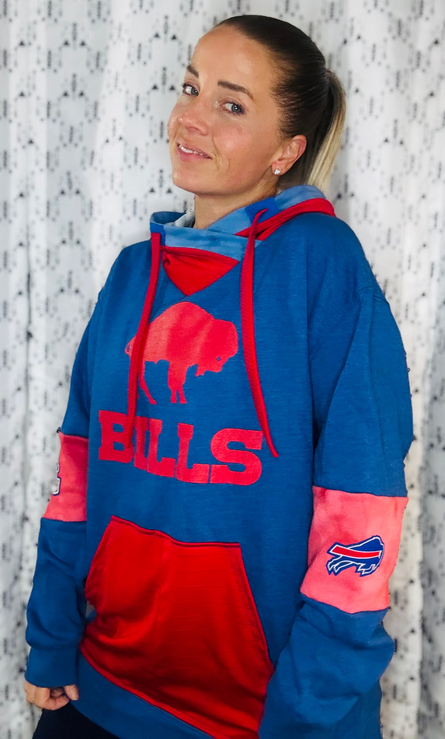 Blue & Tie Dye Buffalo Football Hoodie Unisex-L/XL