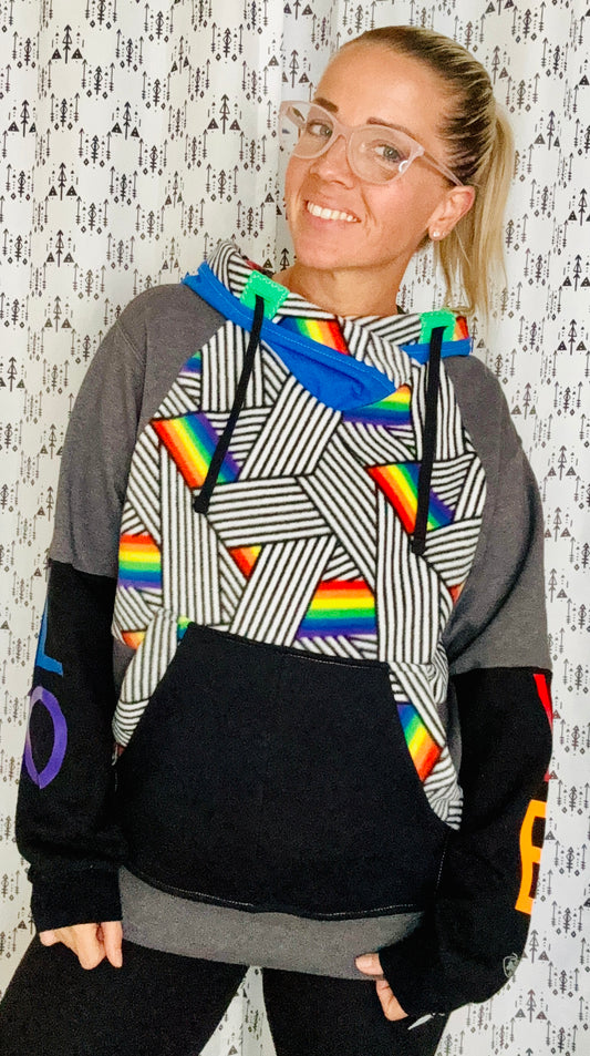 Geometric Rainbow Love Custom Hoodie Size- Unisex M/L