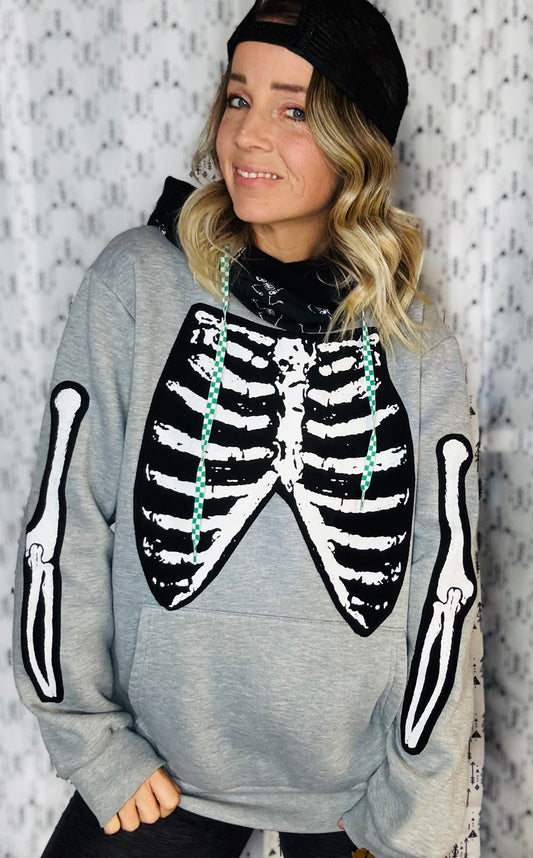 Grey Bones Hoodie Size- Unisex M/L