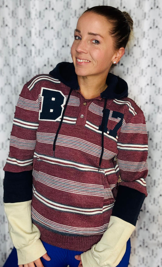 Vintage Red Striped New Balance Allen Sweater Hoodie Size- Unisex S/M