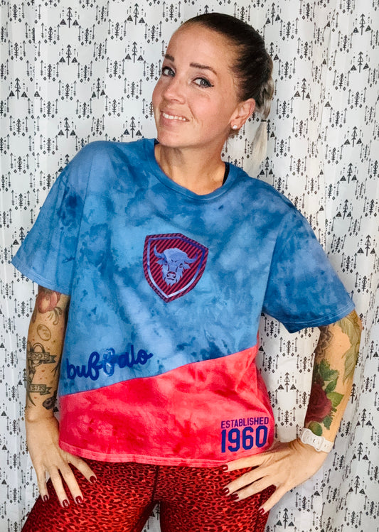 716 DAY Buffalo Head 2 Tie Dye Crop T-Shirt Size- Women’s OSFM