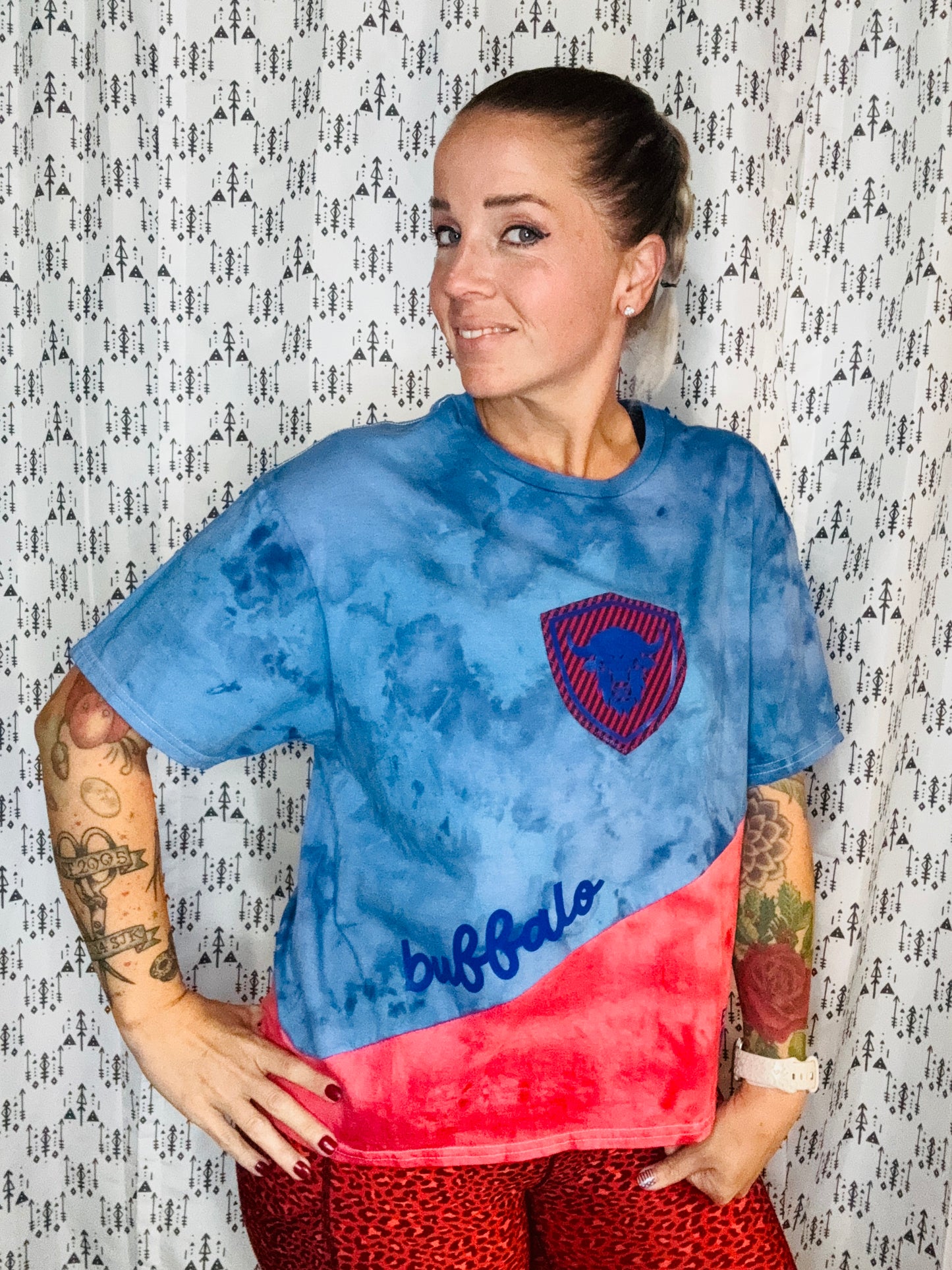 716 DAY Buffalo Head 2 Tie Dye Crop T-Shirt Size- Women’s OSFM