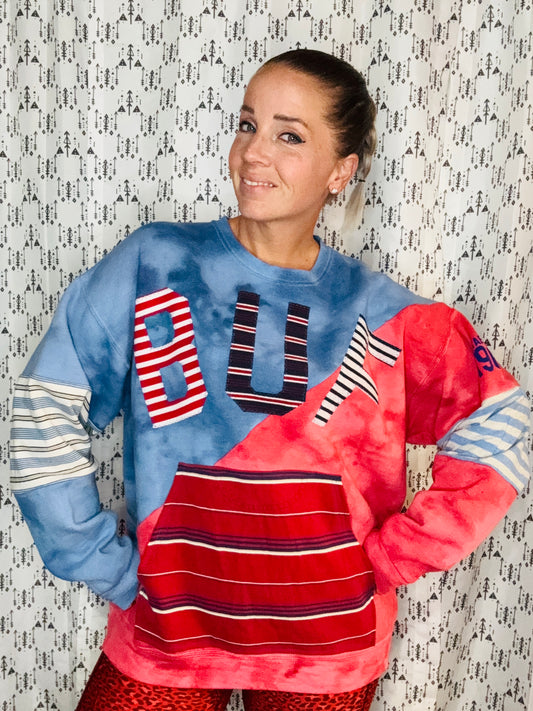 Blue & Red Tie Dye BUF Crewneck Unisex XL/2X