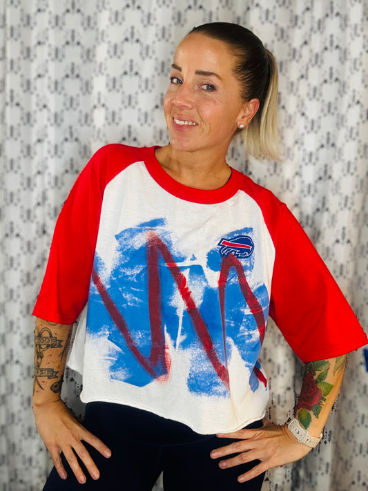 90's Graffiti Buffalo Football Raglan Sleeve T-Shirt Size Women's- L/XL