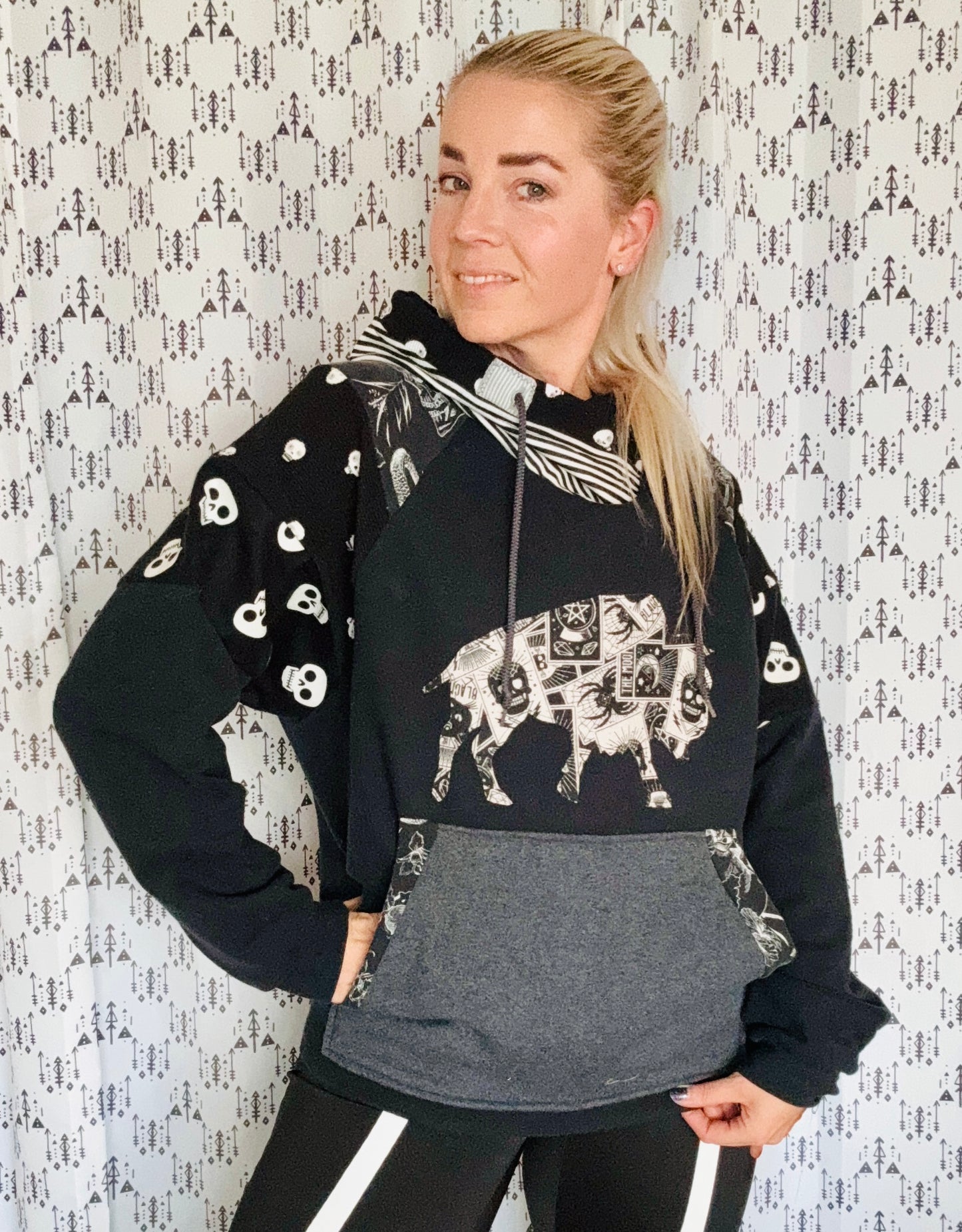 Skull and Spider Buffalo Hoodie Size- Women’s-M/L