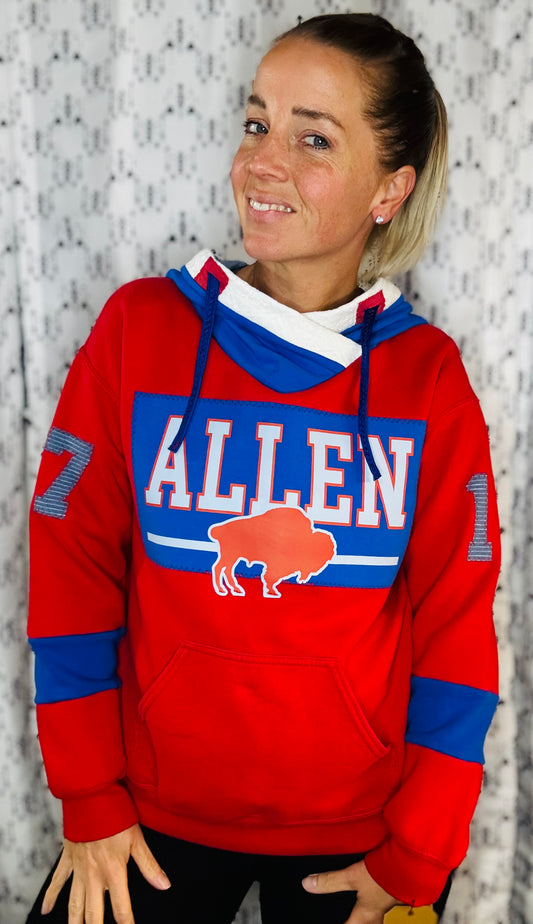 Red Allen #17 Buffalo Hoodie Size- Women's M/L