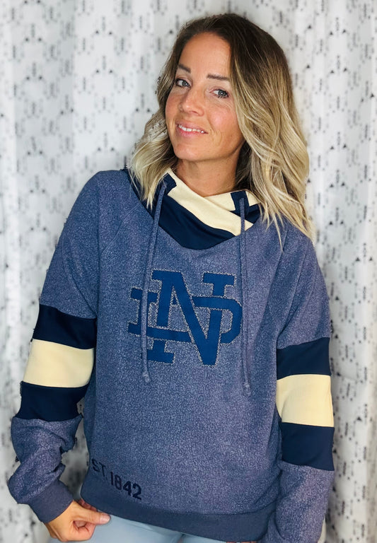 Navy Irish Football Crop Hoodie Size-Women’s M/L