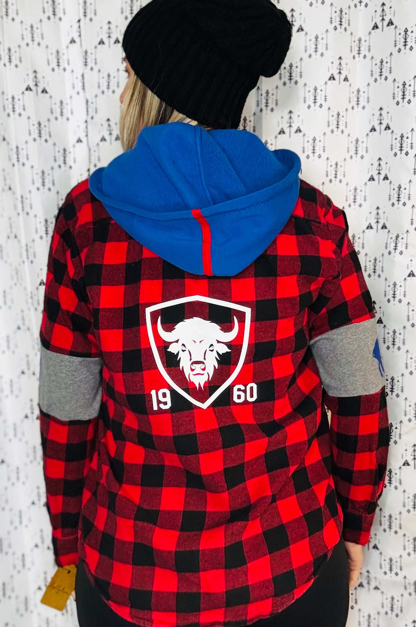 Red & Black Flannel Buffalo Football Button Down Size- Women’s S/M