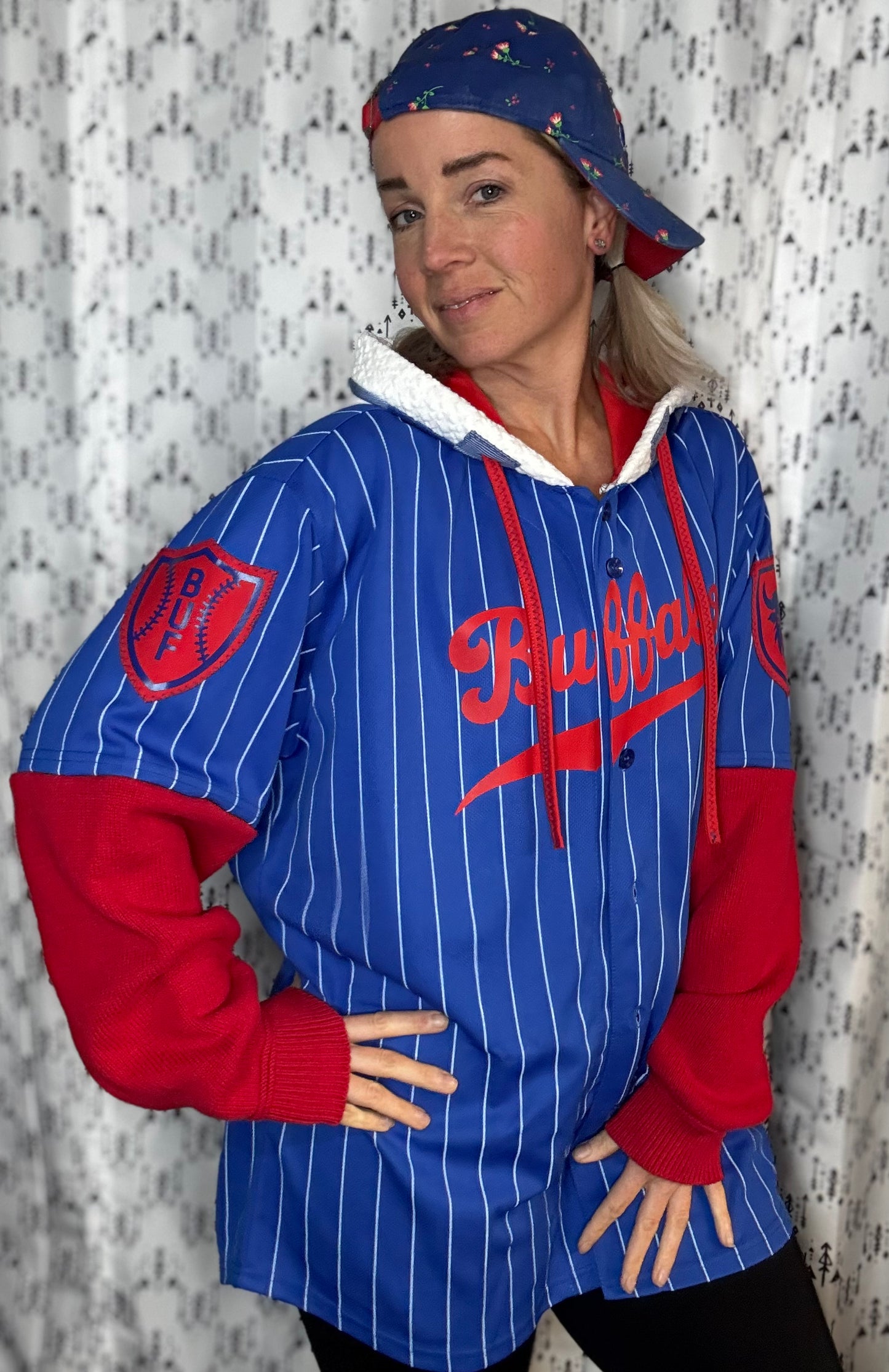 Blue Striped Buffalo Baseball Jersey Unisex-XL/2X