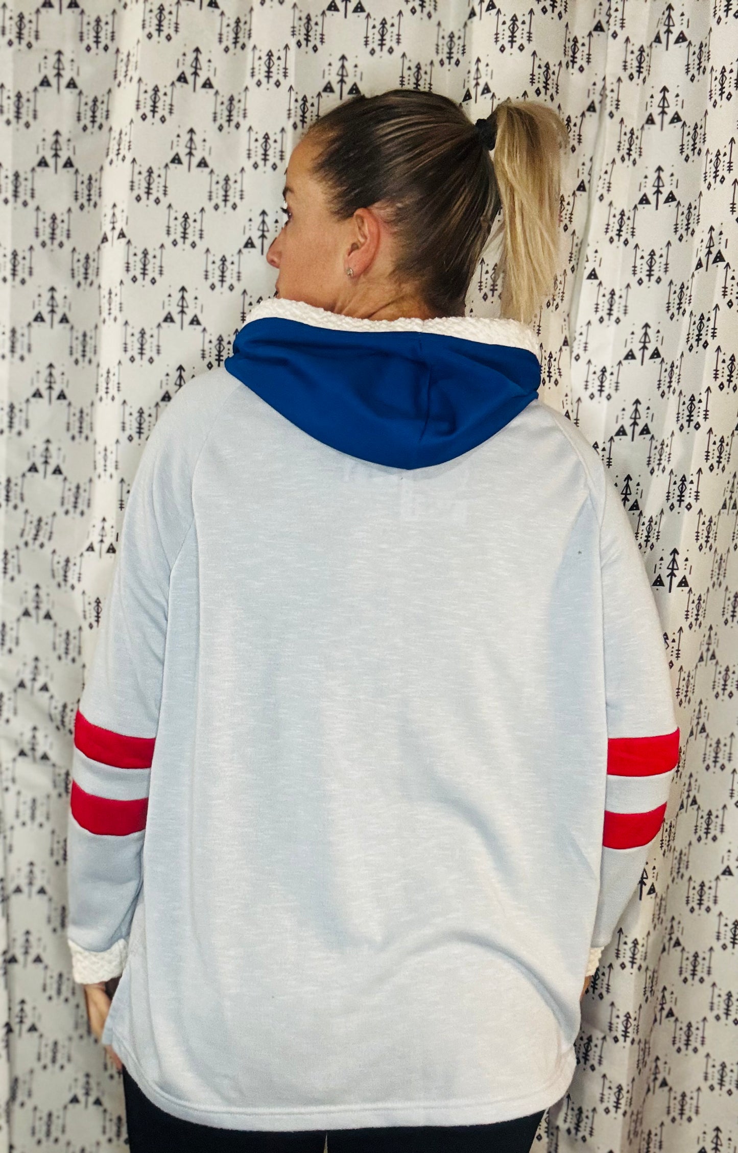 Light Blue Buffalo MAMA Hoodie Women's Size- L/XL