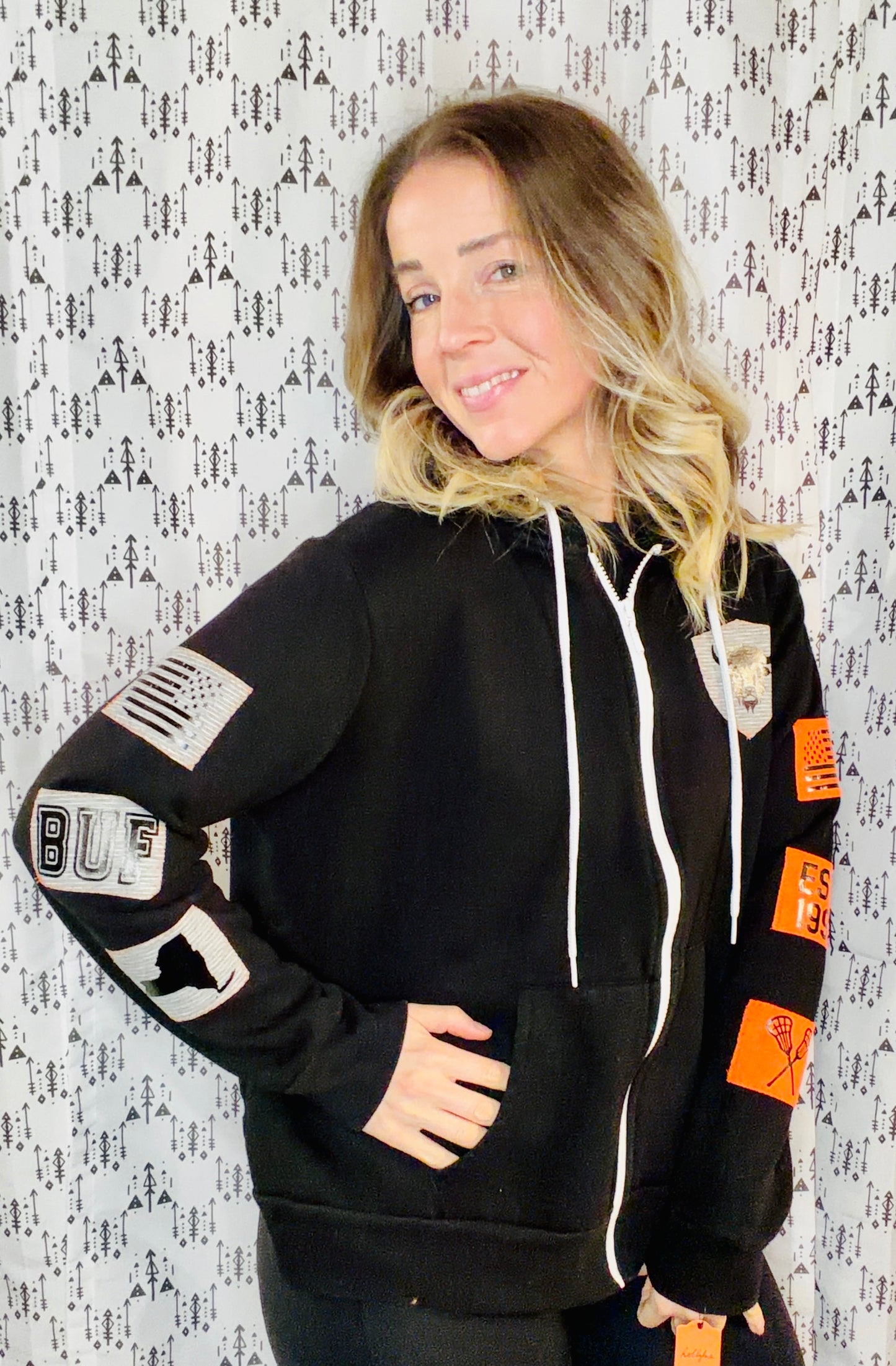 Black Buffalo Lacrosse Zip-Up Hoodie Size- Unisex L/XL