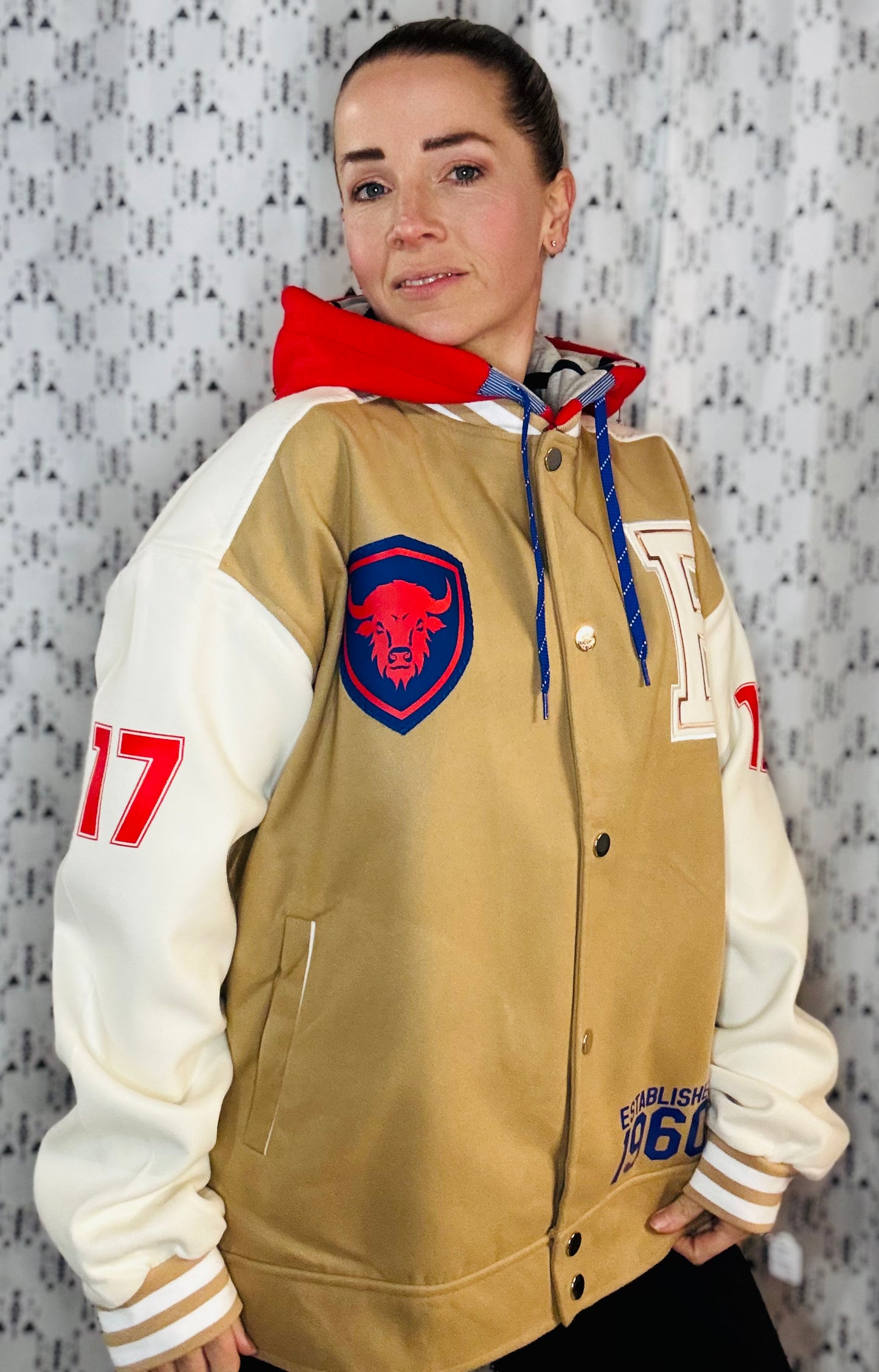 Khaki Buffalo Football JA17 Varsity Jacket Unisex Size-XL/2X