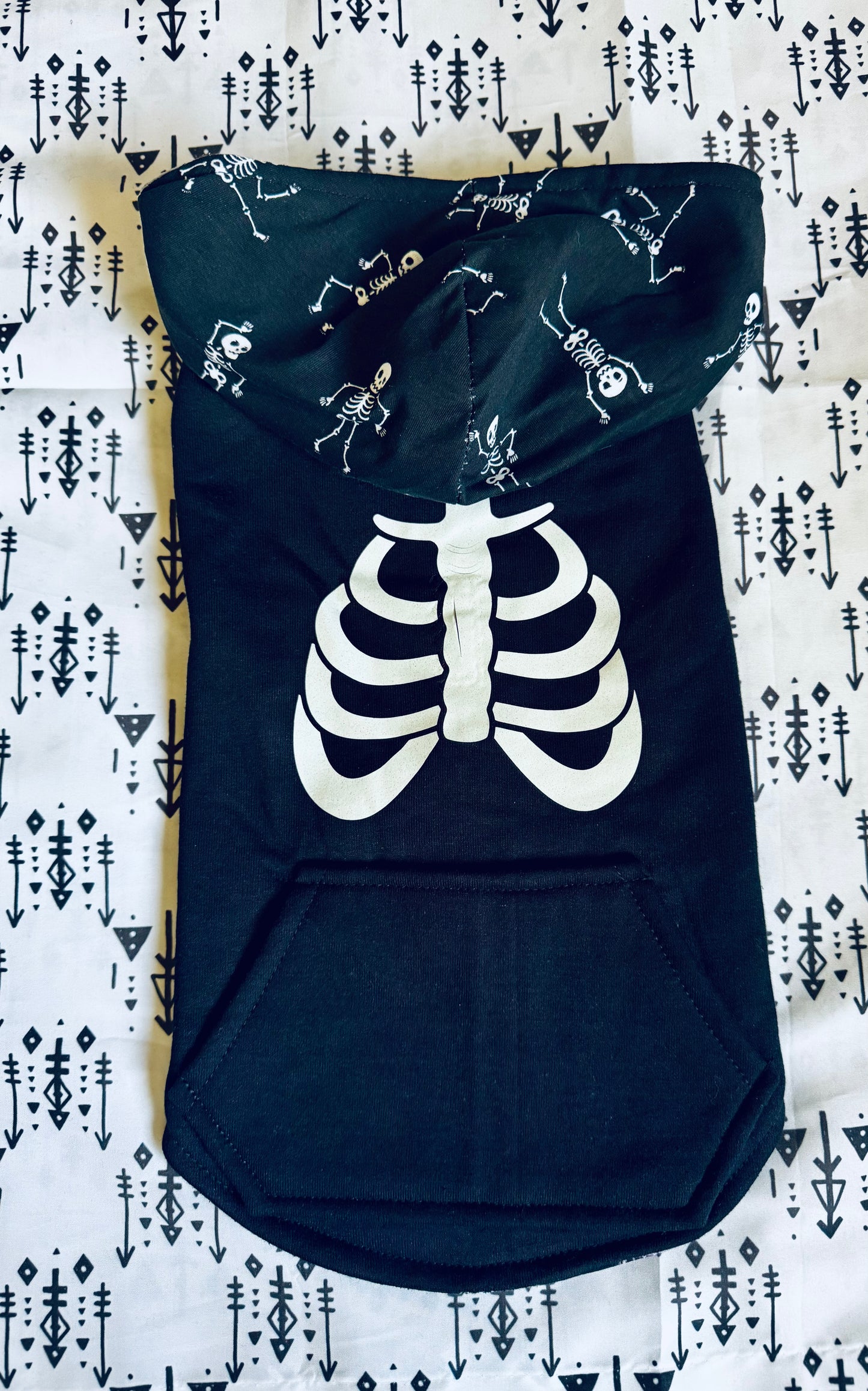 Halloween Glow In The Dark Ribs Dog Hoodie Size- S