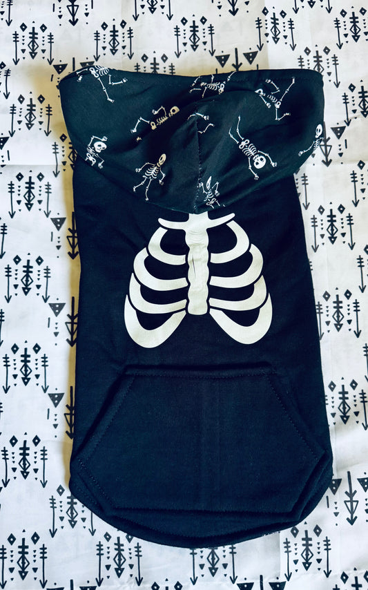 Halloween Glow In The Dark Ribs Dog Hoodie Size- S