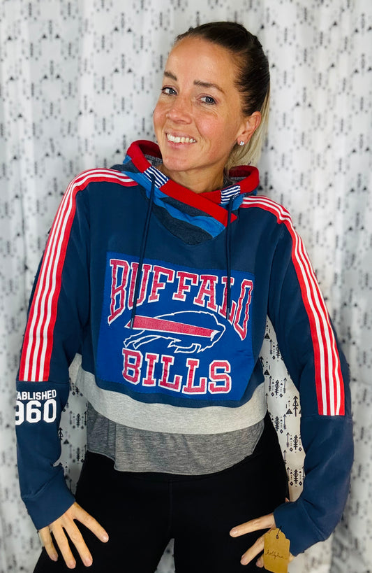 Blue Buffalo Football Crop Hoodie Size- Women's M/L