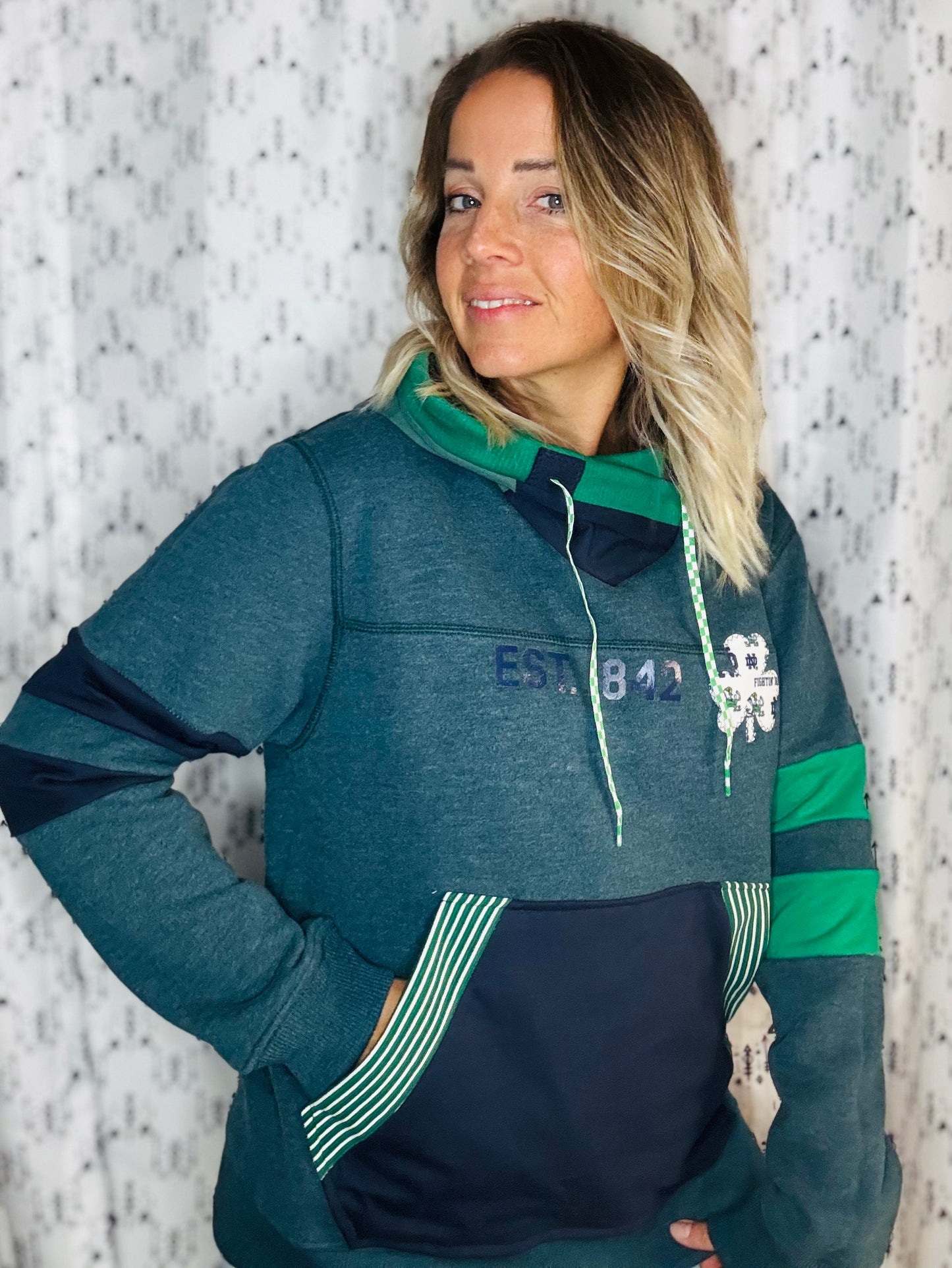 Green & Blue Irish Buffalo Football Hoodie Unisex-M/L