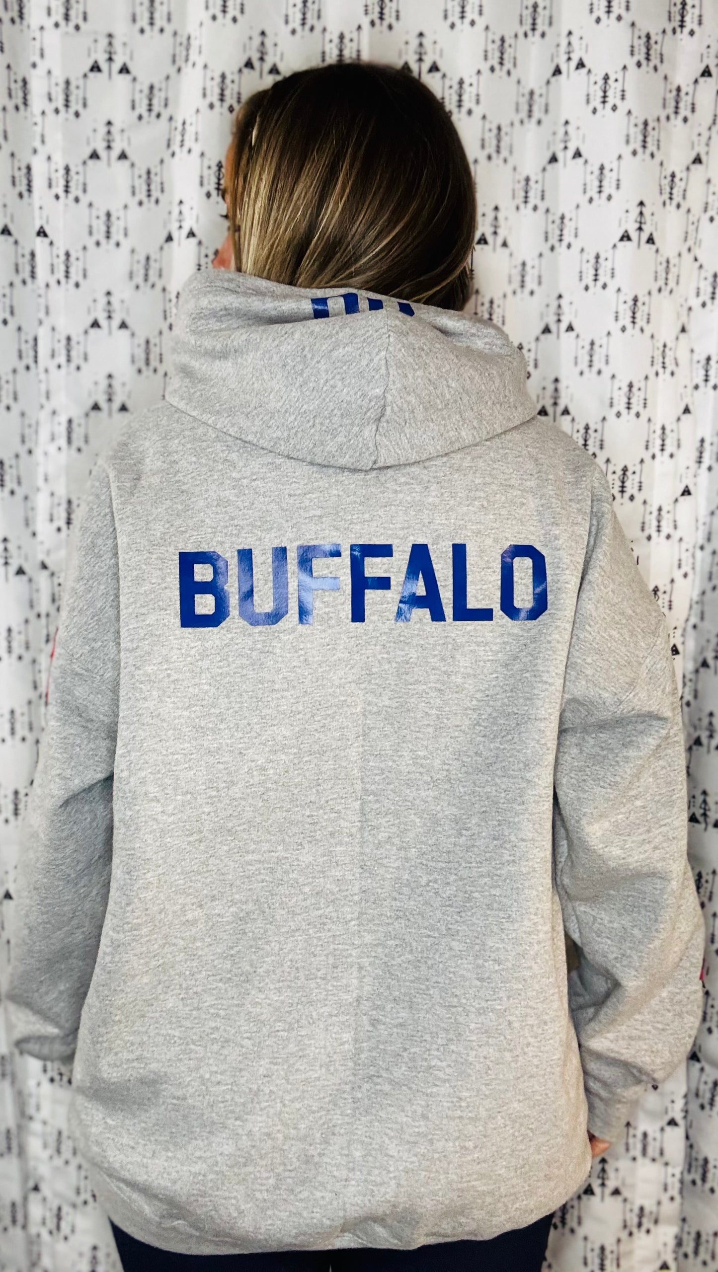 Grey Peace Love Football Zip-Up Hoodie Women's Size-XL/2X