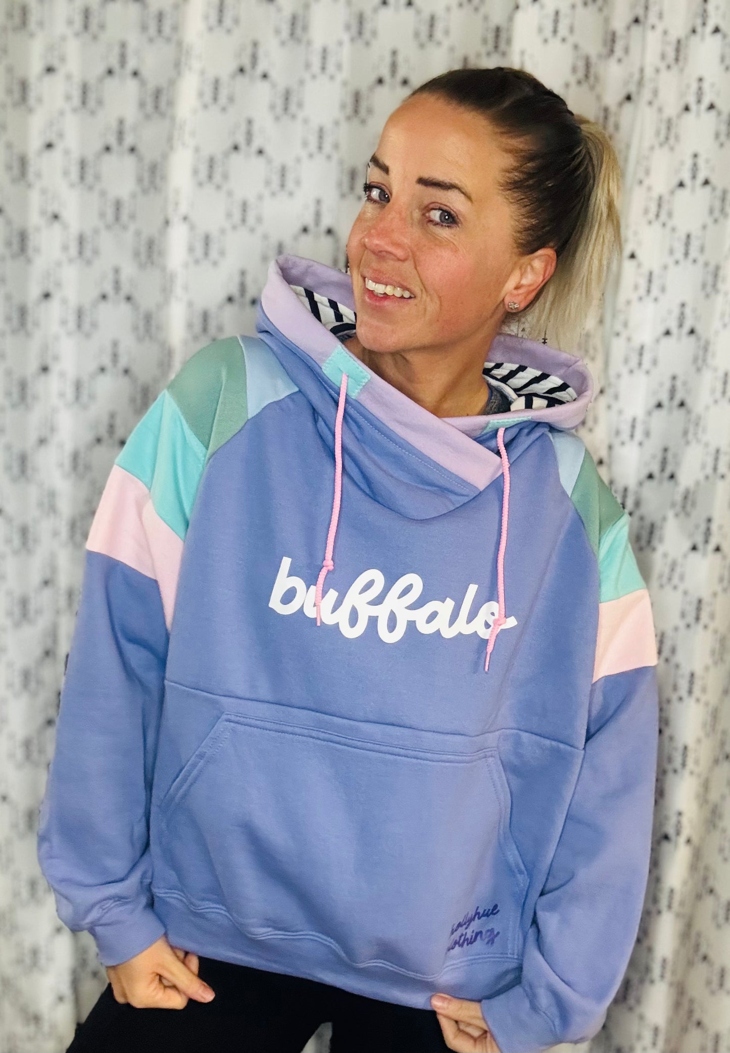 Purple Buffalo Pastel II Hoodie Size- Women's XL/2X