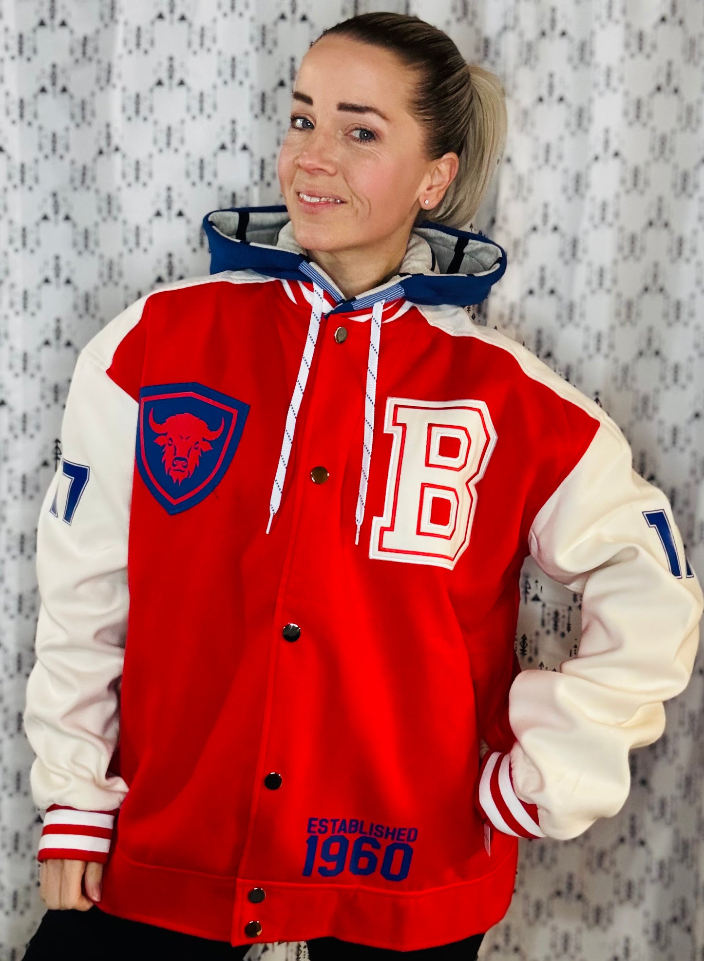 Red Buffalo Football JA17 Varsity Jacket Unisex Size- XL/2X