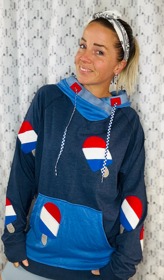 Navy Bomp Popsicle Hoodie Unisex-S/M