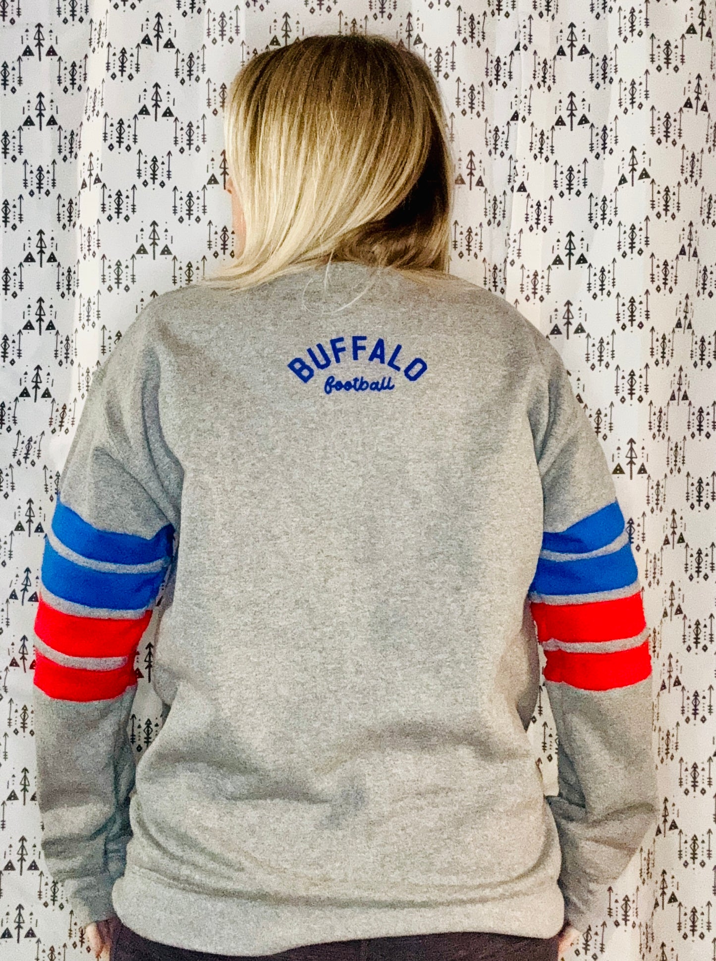 Grey Color-Blocked BUF Crewneck Size- Unisex S/M