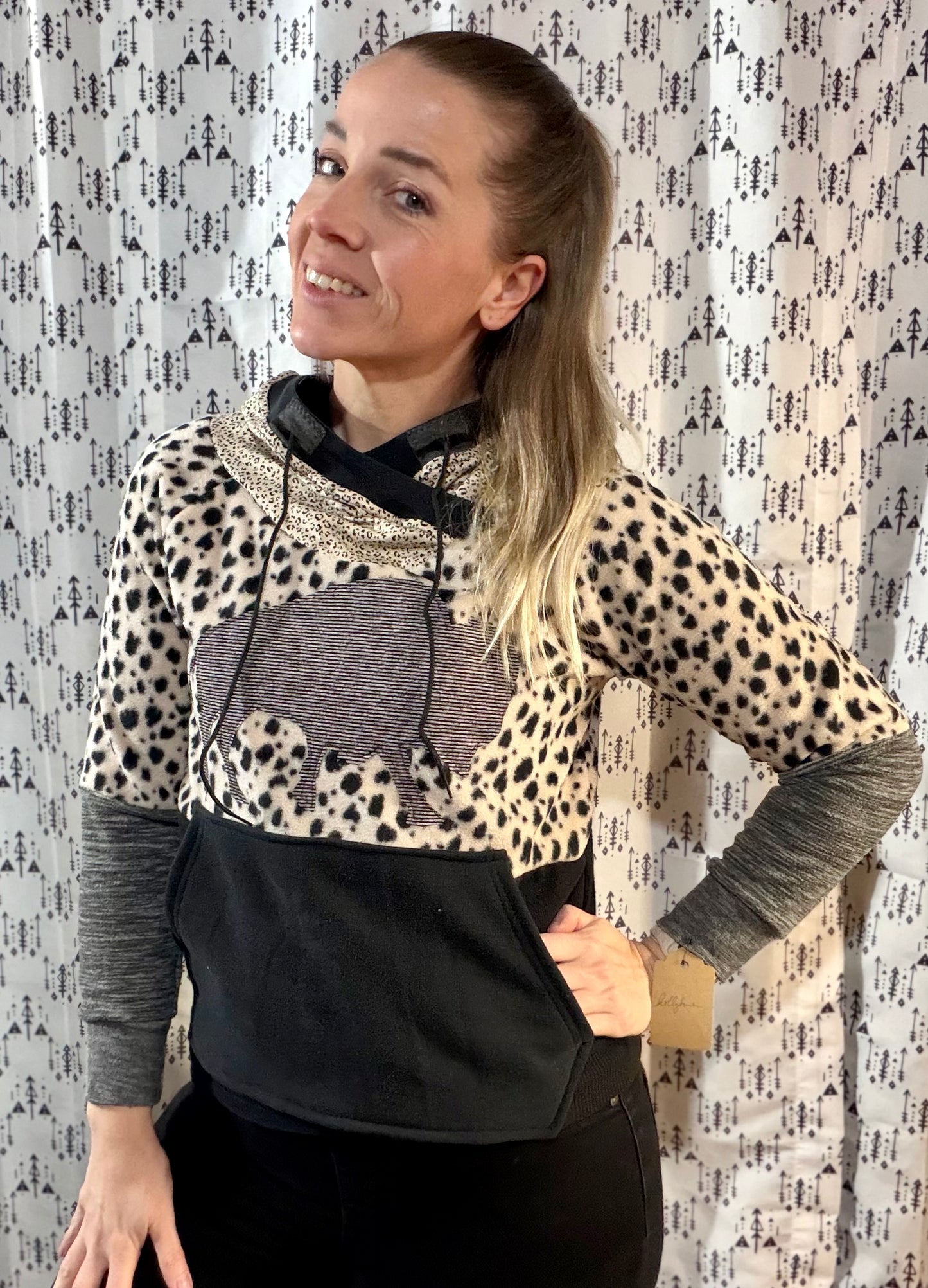 Leopard  Buffalo Crop Hoodie Size- Women's S/M