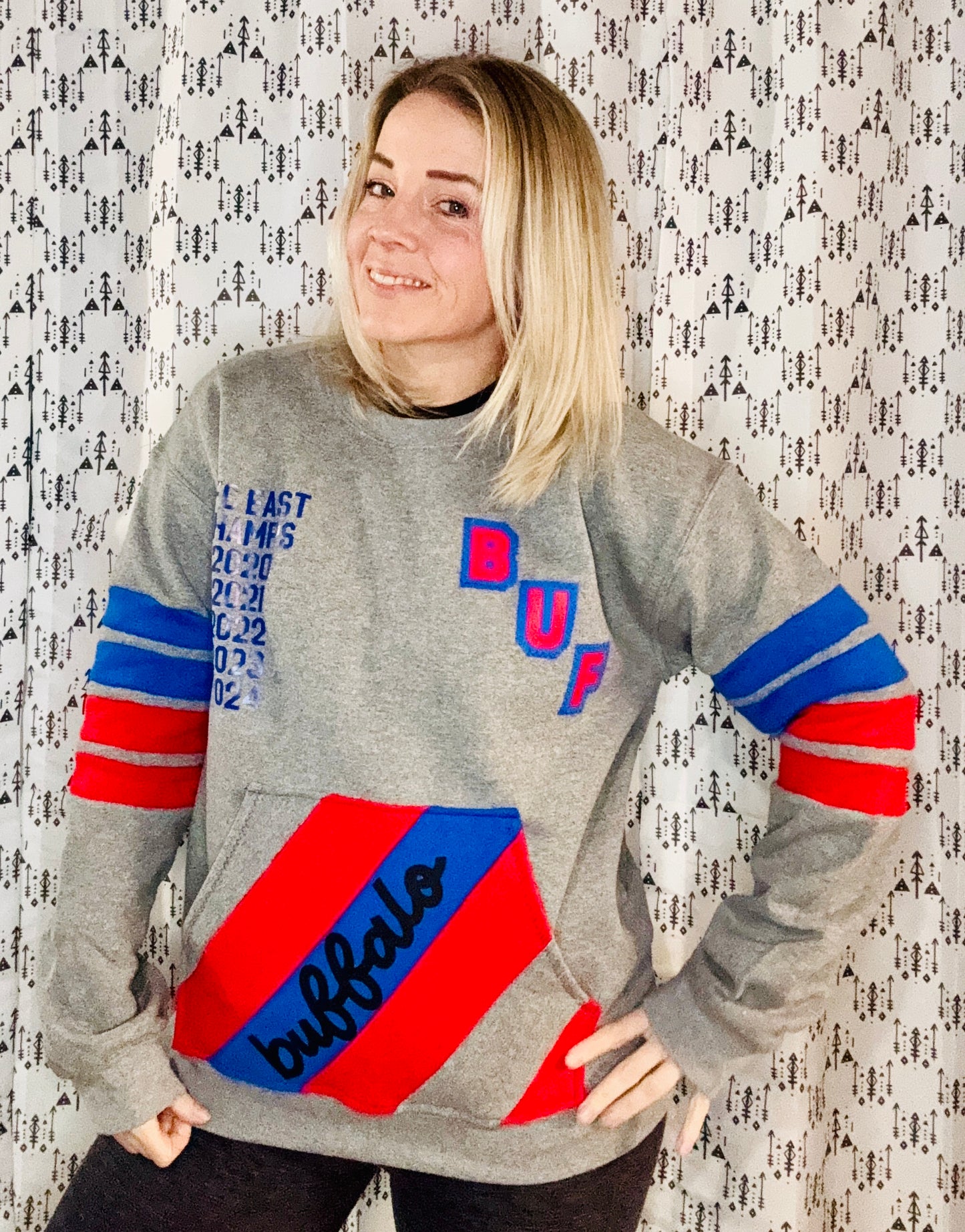 Grey Color-Blocked BUF Crewneck Size- Unisex S/M