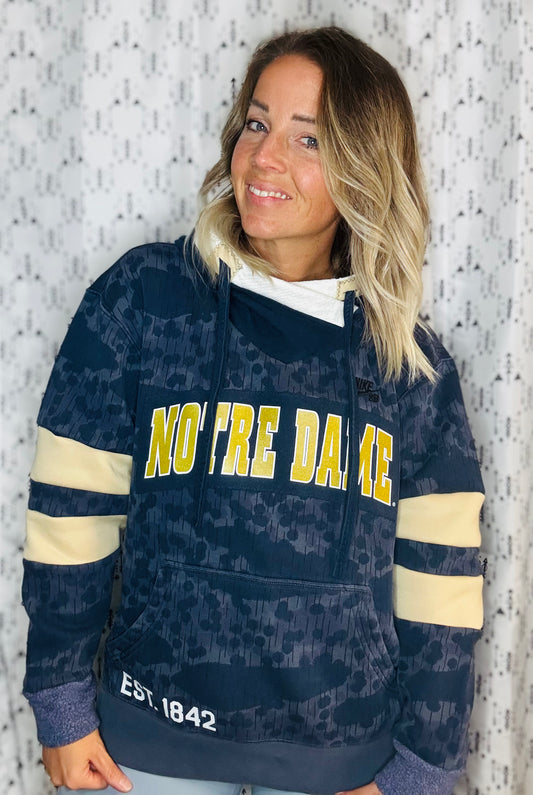 Navy Pattern Irish Football Crop Hoodie Size-Women’s L/XL