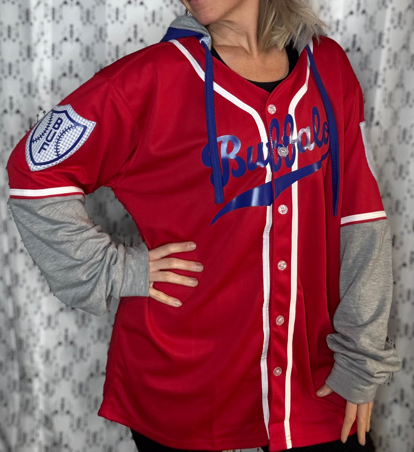 Red Buffalo Baseball Jersey Unisex-L/XL