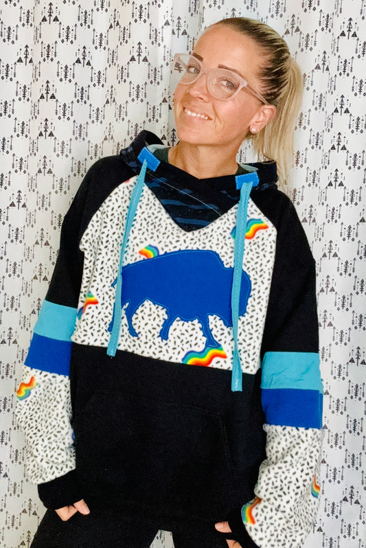 Rainbow Buffalo Love Custom Hoodie Size- Unisex L/XL