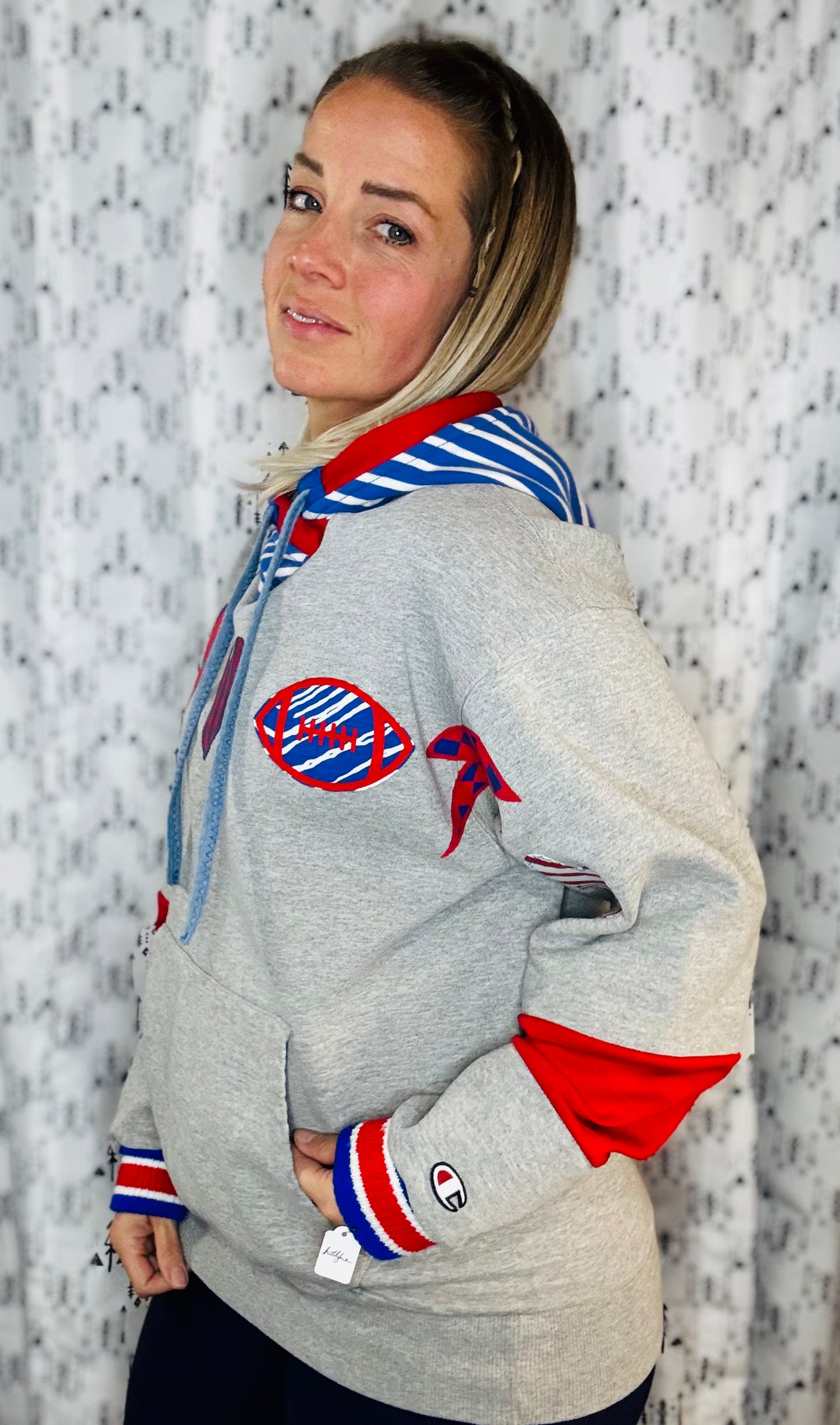 Grey Peace Love Football Hoodie Size-Women’s M/L