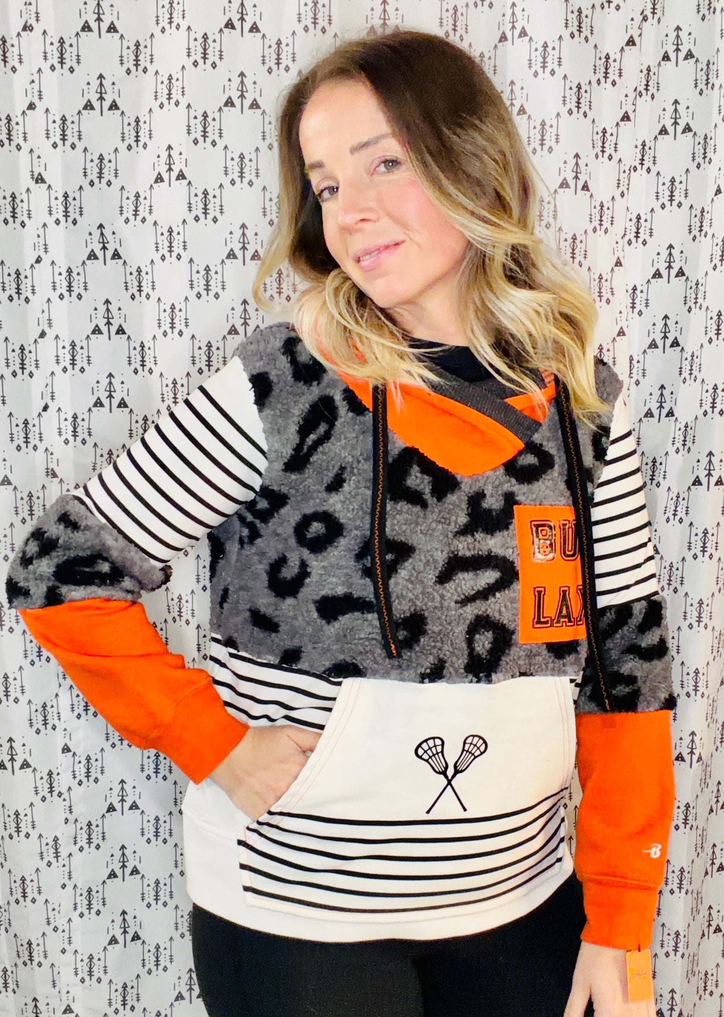 Leopard & Stripe Buffalo Lacrosse Hoodie Size- Women's M/L