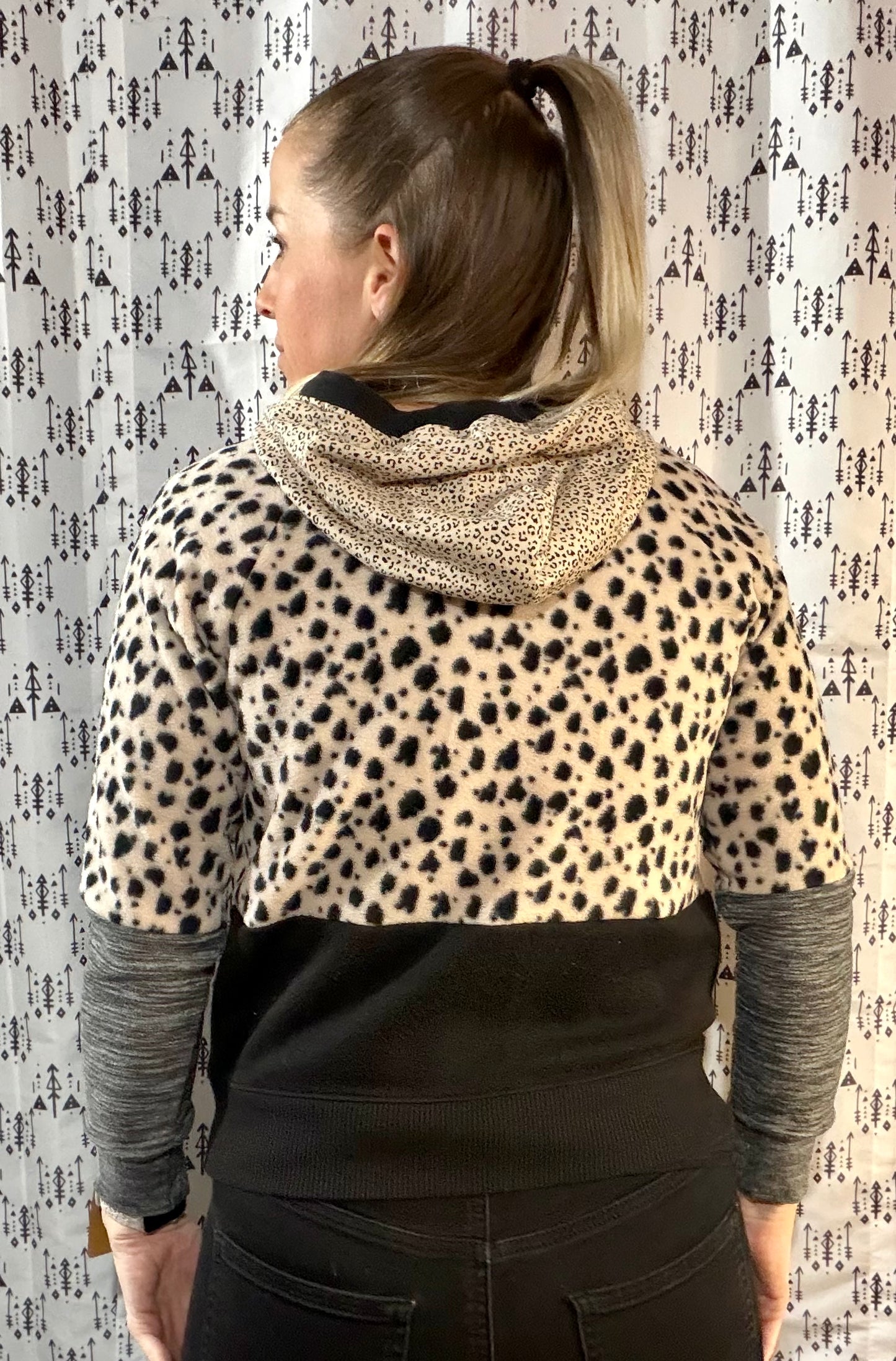 Leopard  Buffalo Crop Hoodie Size- Women's S/M
