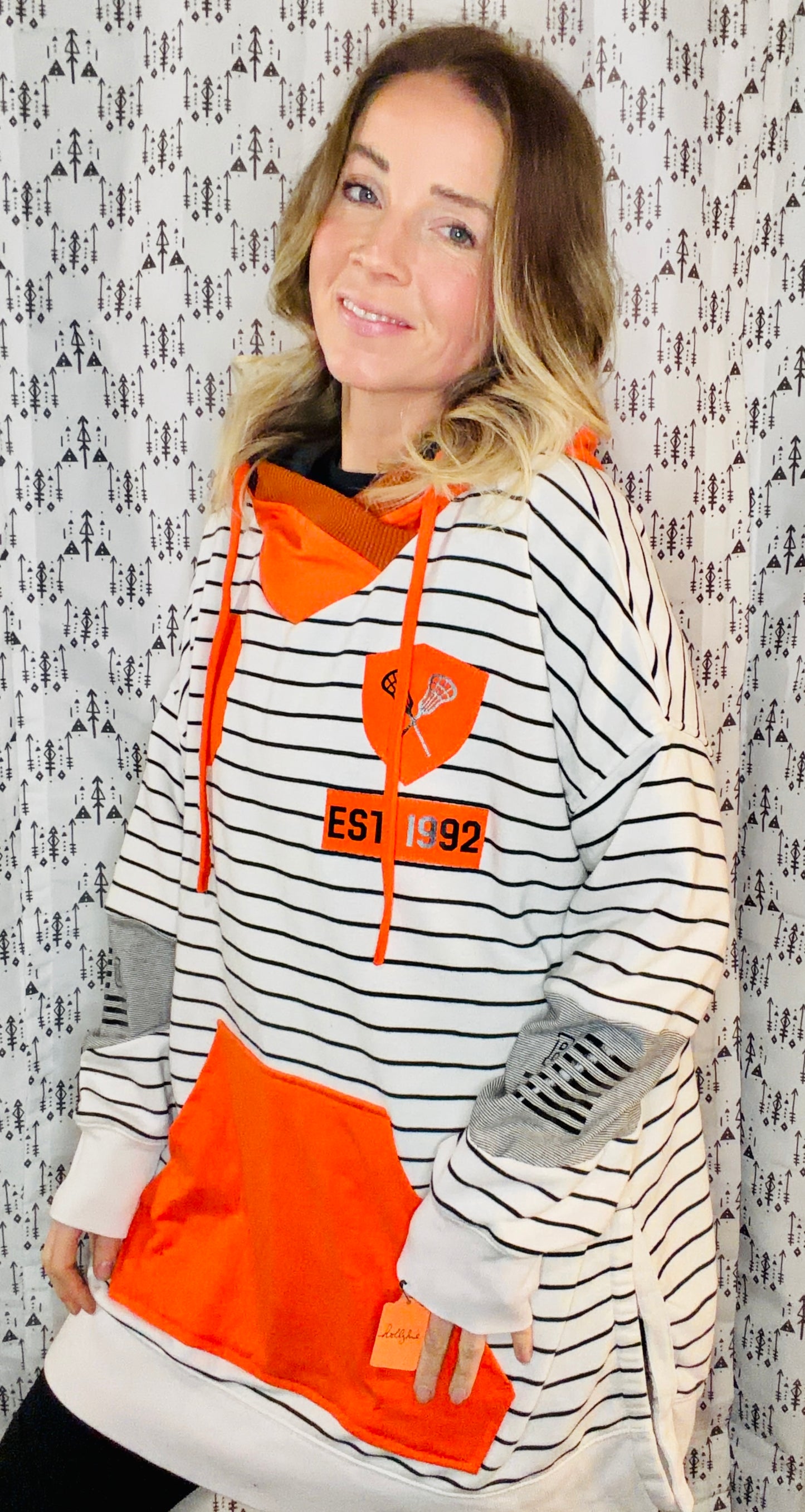 Striped Buffalo Lacrosse Hoodie Size- Women's 3X