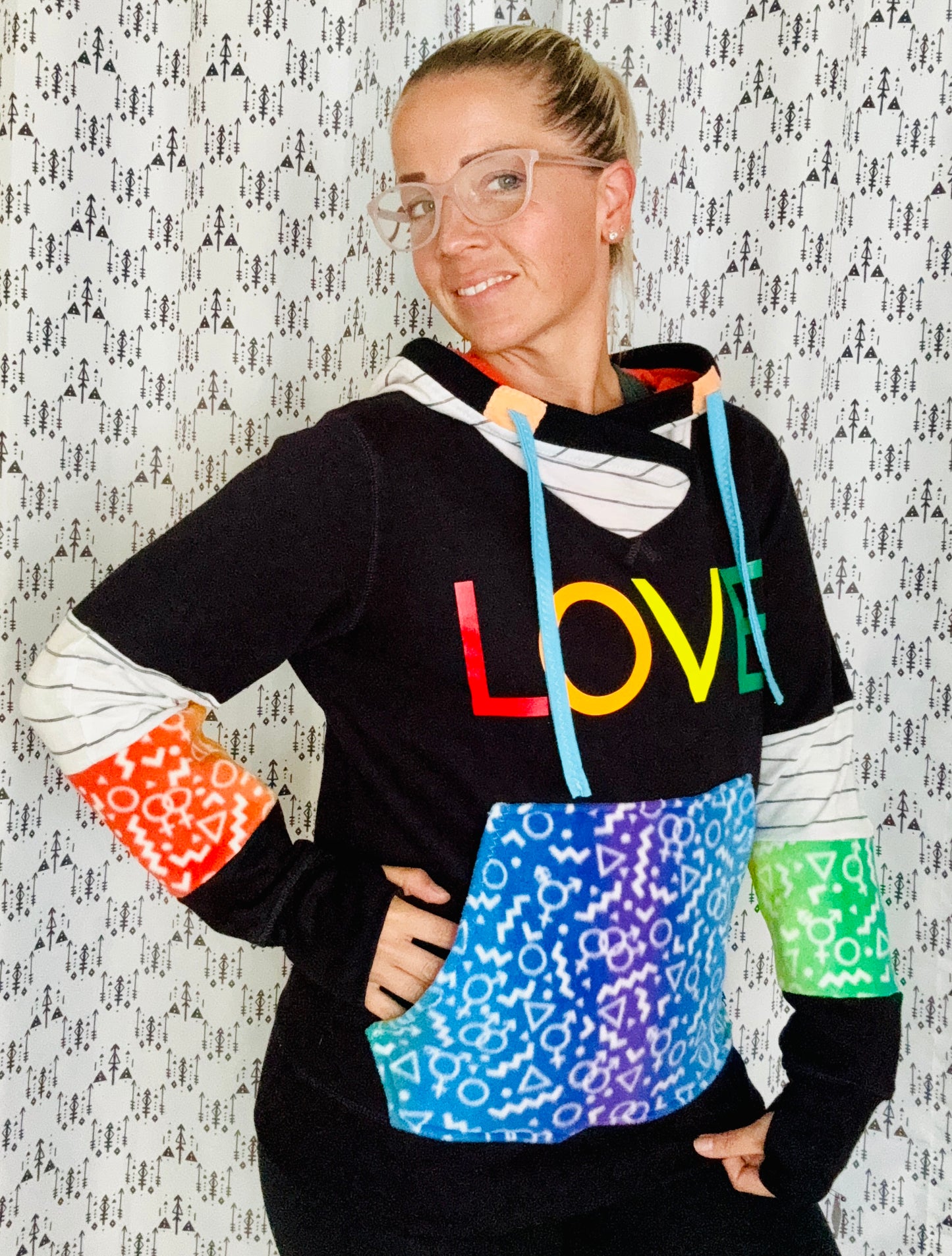 Black Knit Love Custom Hoodie Size- Unisex S/M